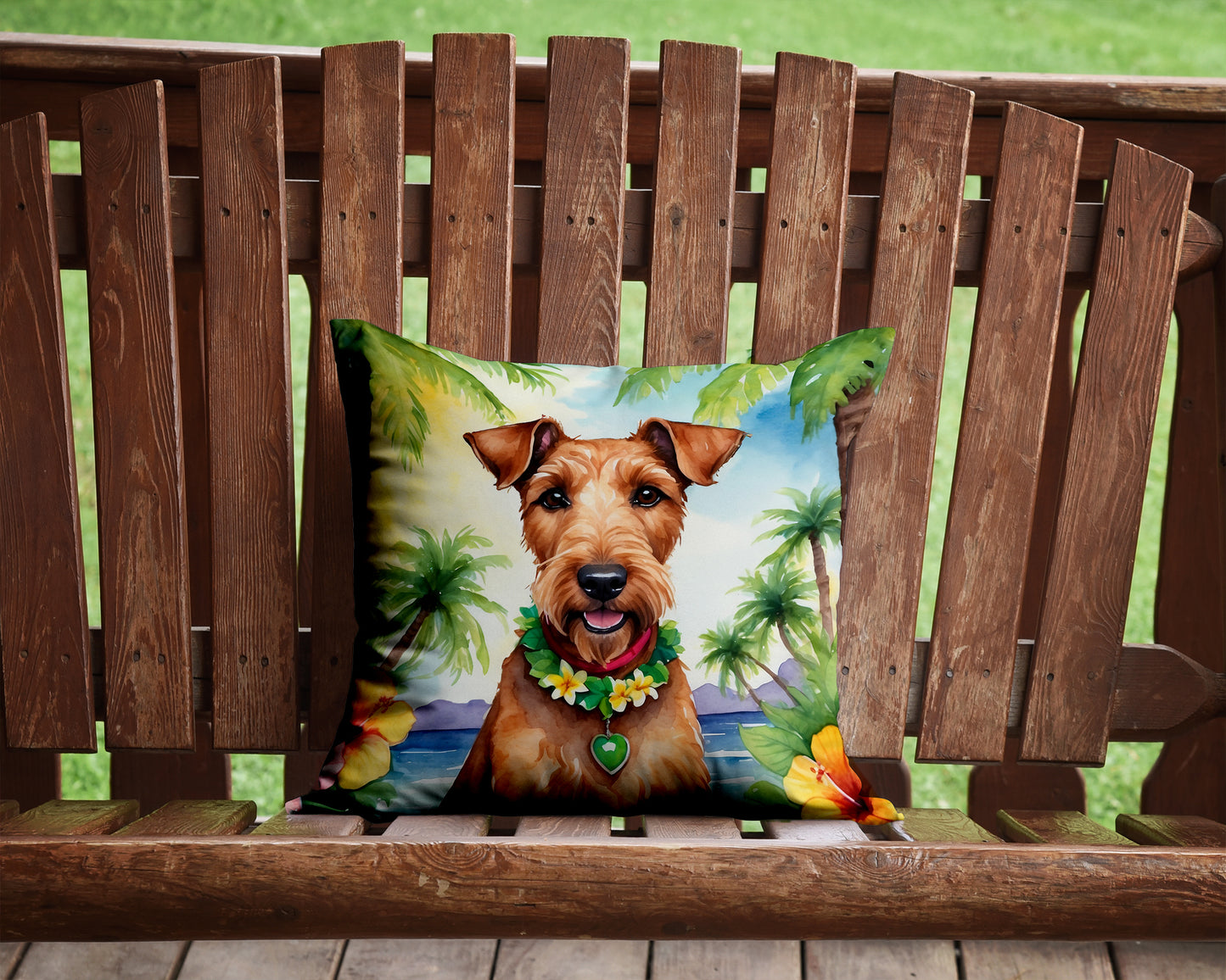 Irish Terrier Luau Throw Pillow