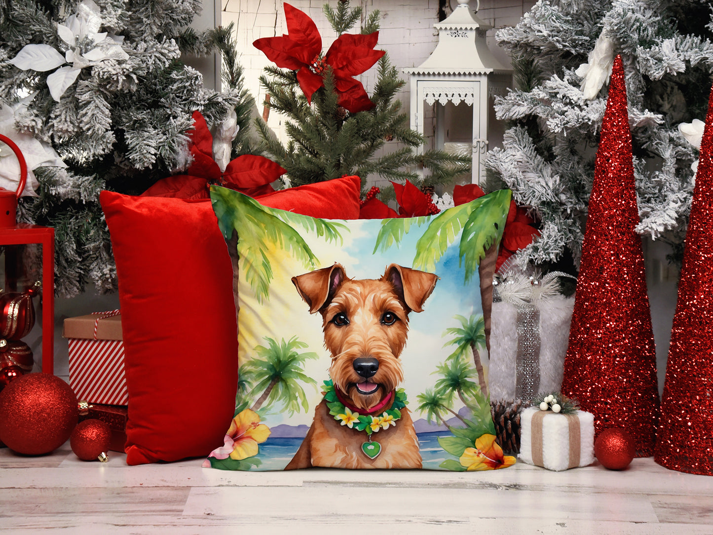 Irish Terrier Luau Throw Pillow