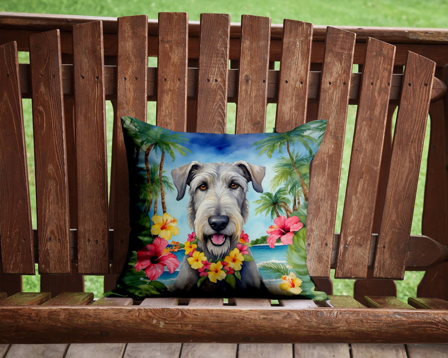 Irish Wolfhound Luau Throw Pillow