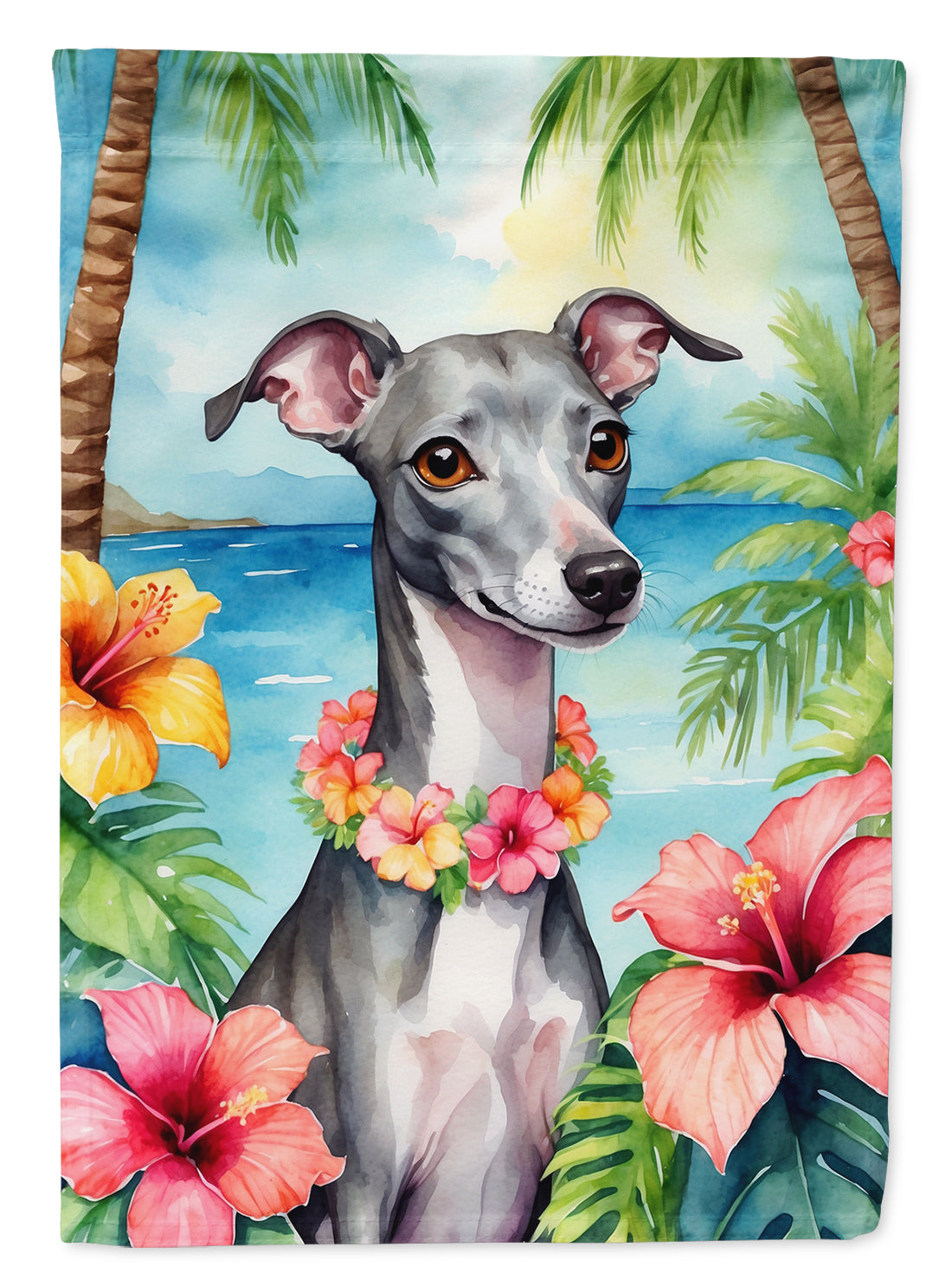 Buy this Italian Greyhound Luau House Flag