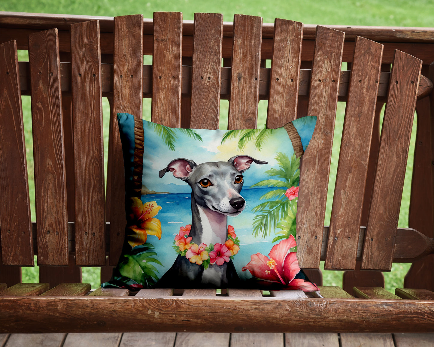 Italian Greyhound Luau Throw Pillow