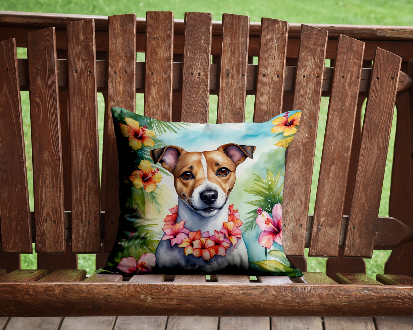 Jack Russell Terrier Luau Throw Pillow