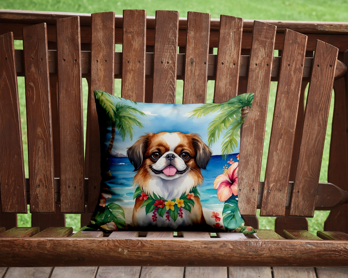 Japanese Chin Luau Throw Pillow