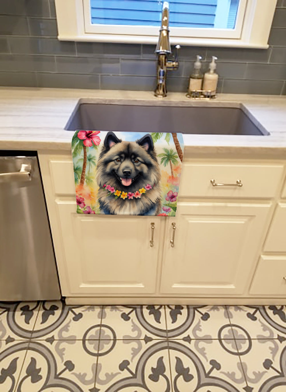 Keeshond Luau Kitchen Towel