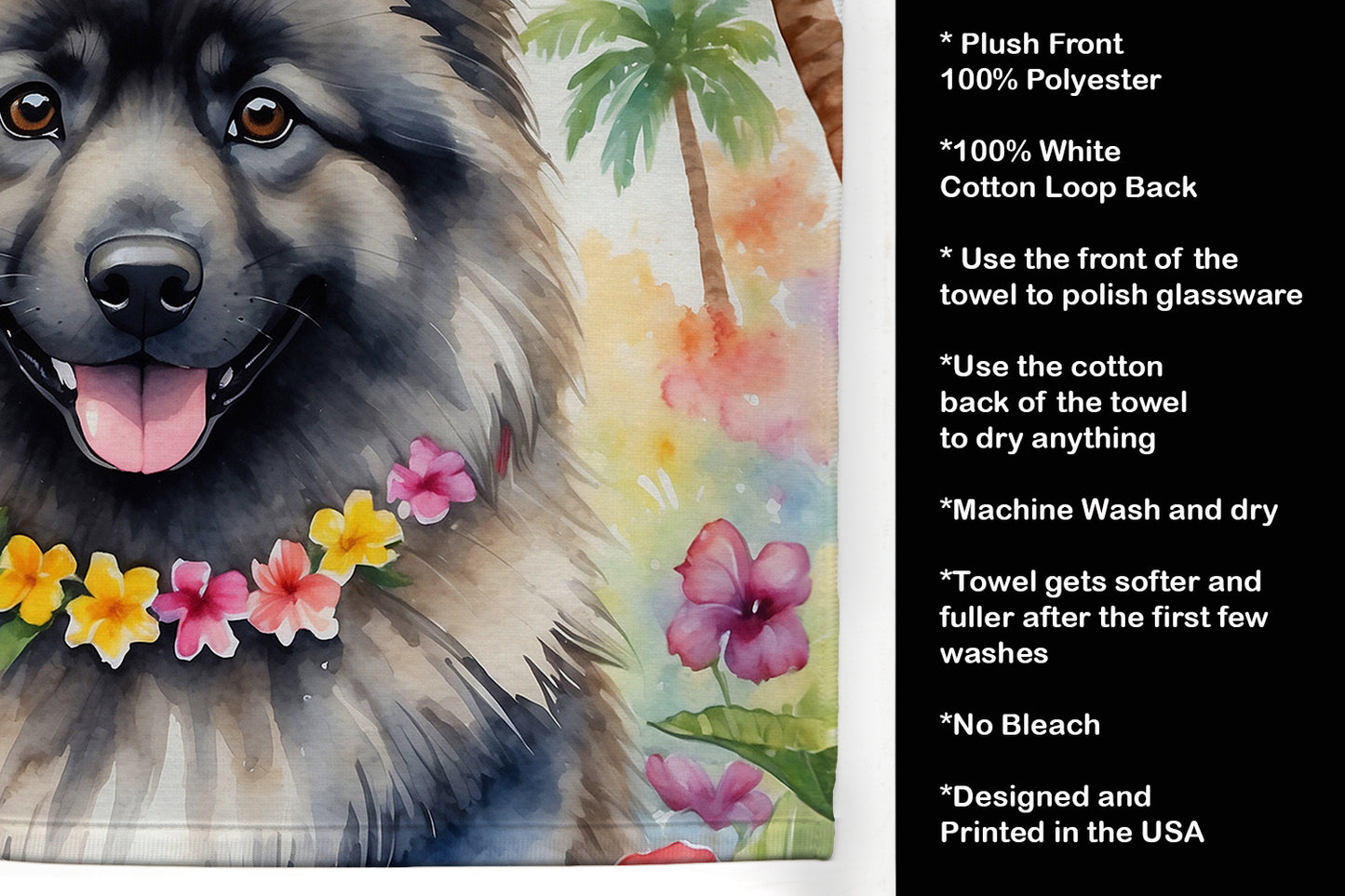 Keeshond Luau Kitchen Towel