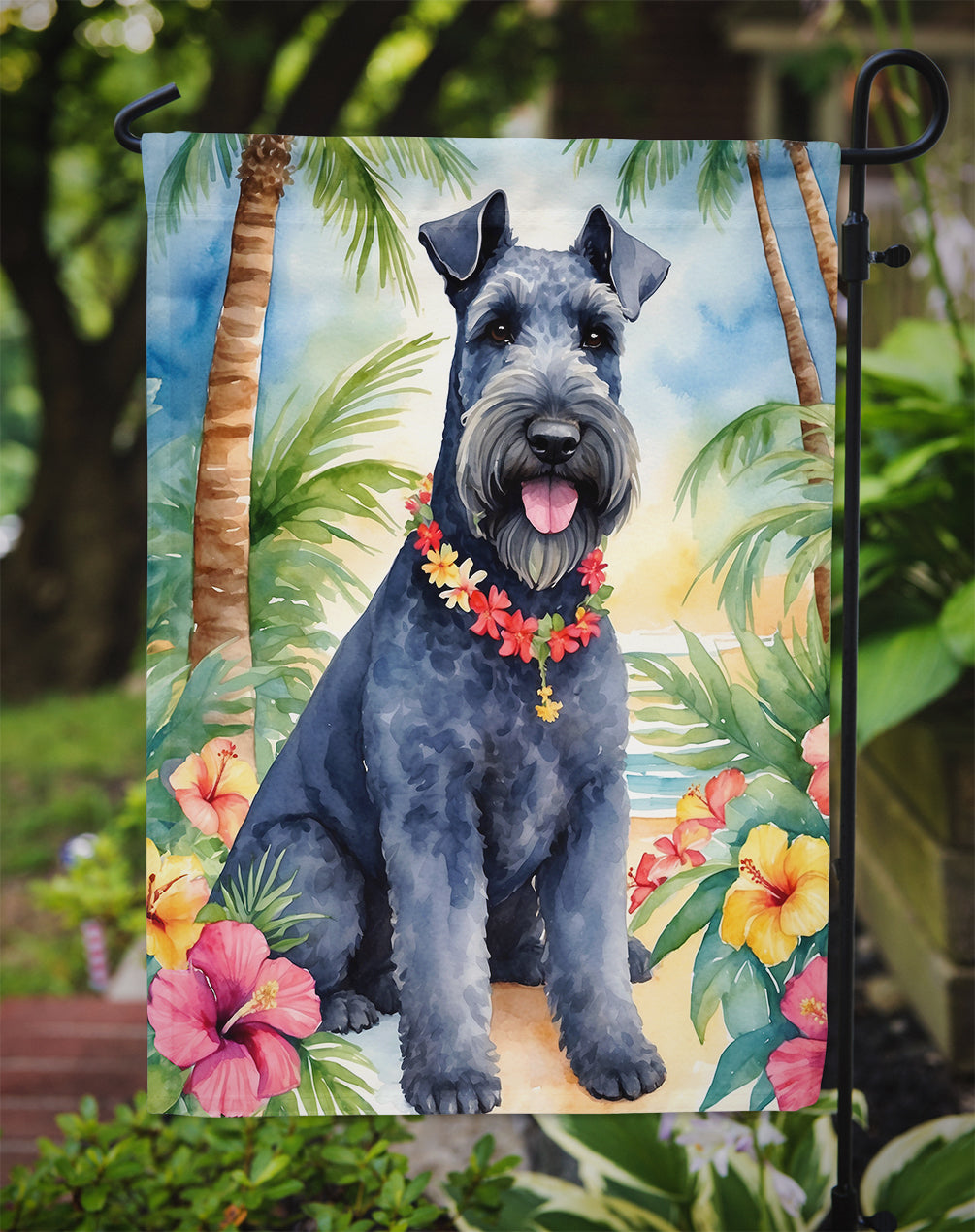 Kerry Blue Terrier Luau Garden Flag