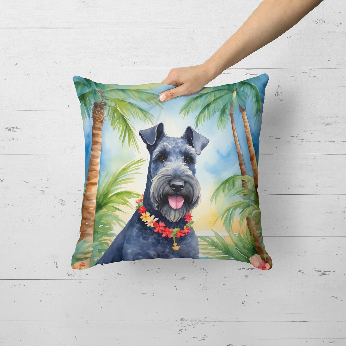 Kerry Blue Terrier Luau Throw Pillow