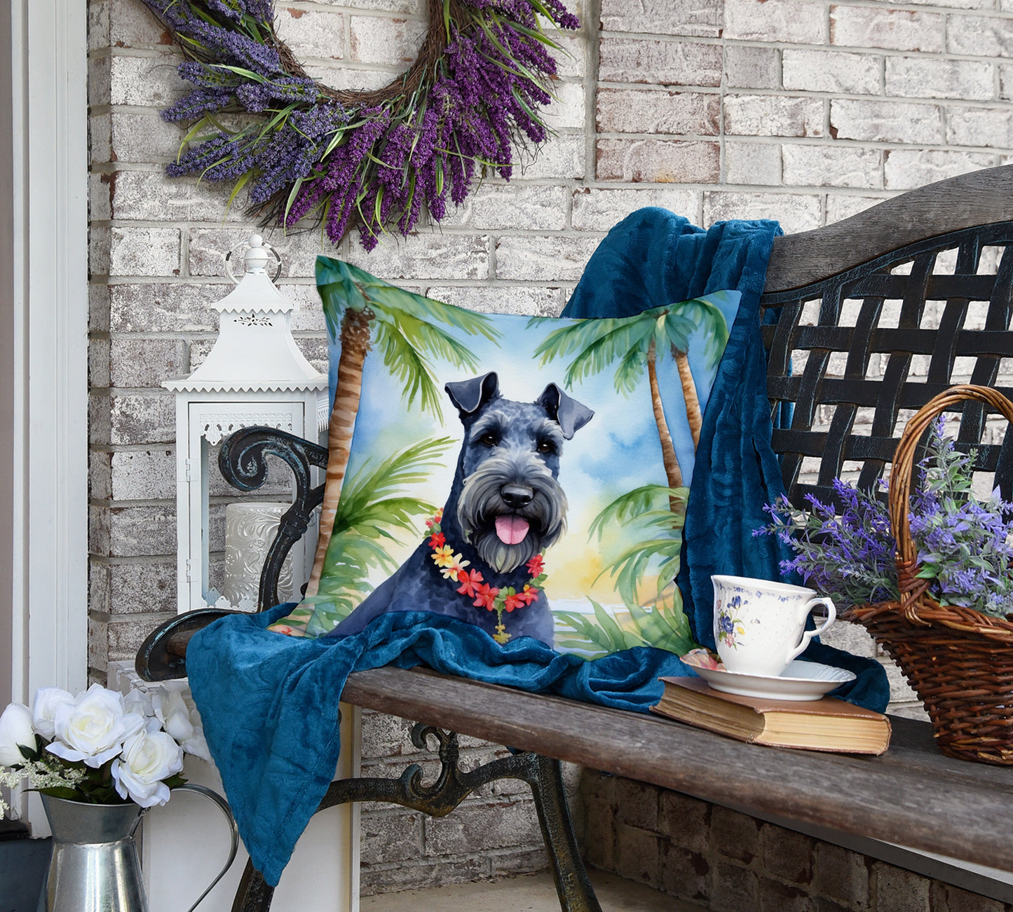 Kerry Blue Terrier Luau Throw Pillow