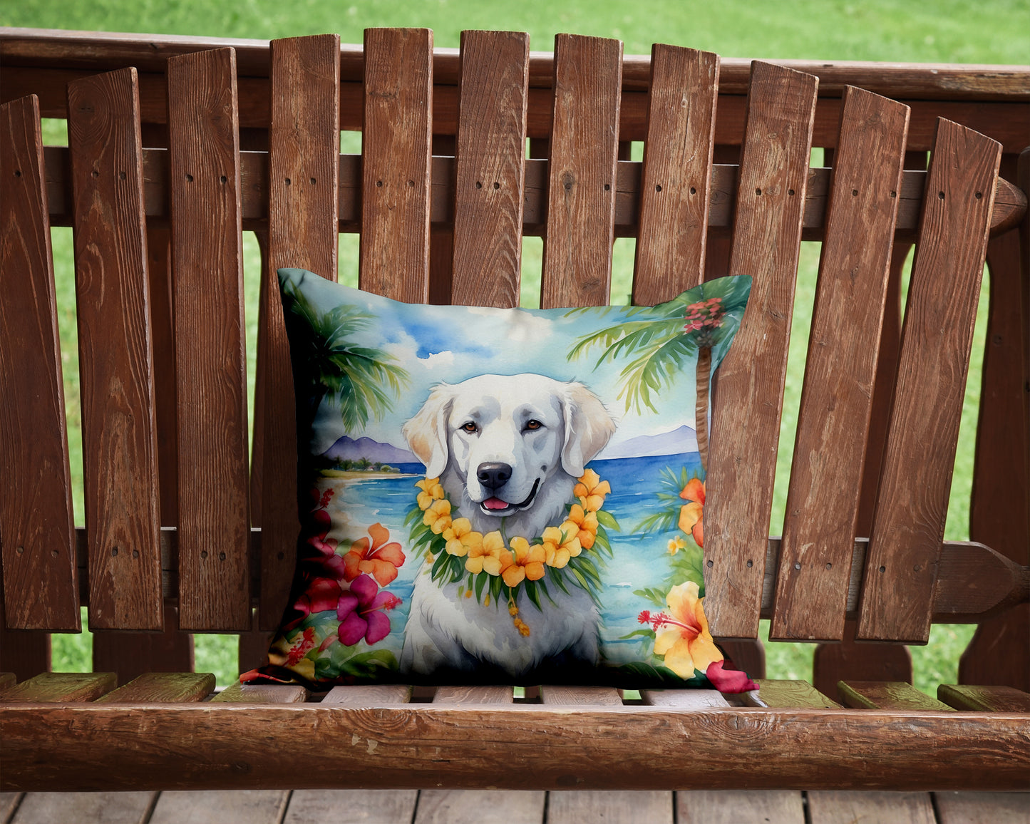 Kuvasz Luau Throw Pillow