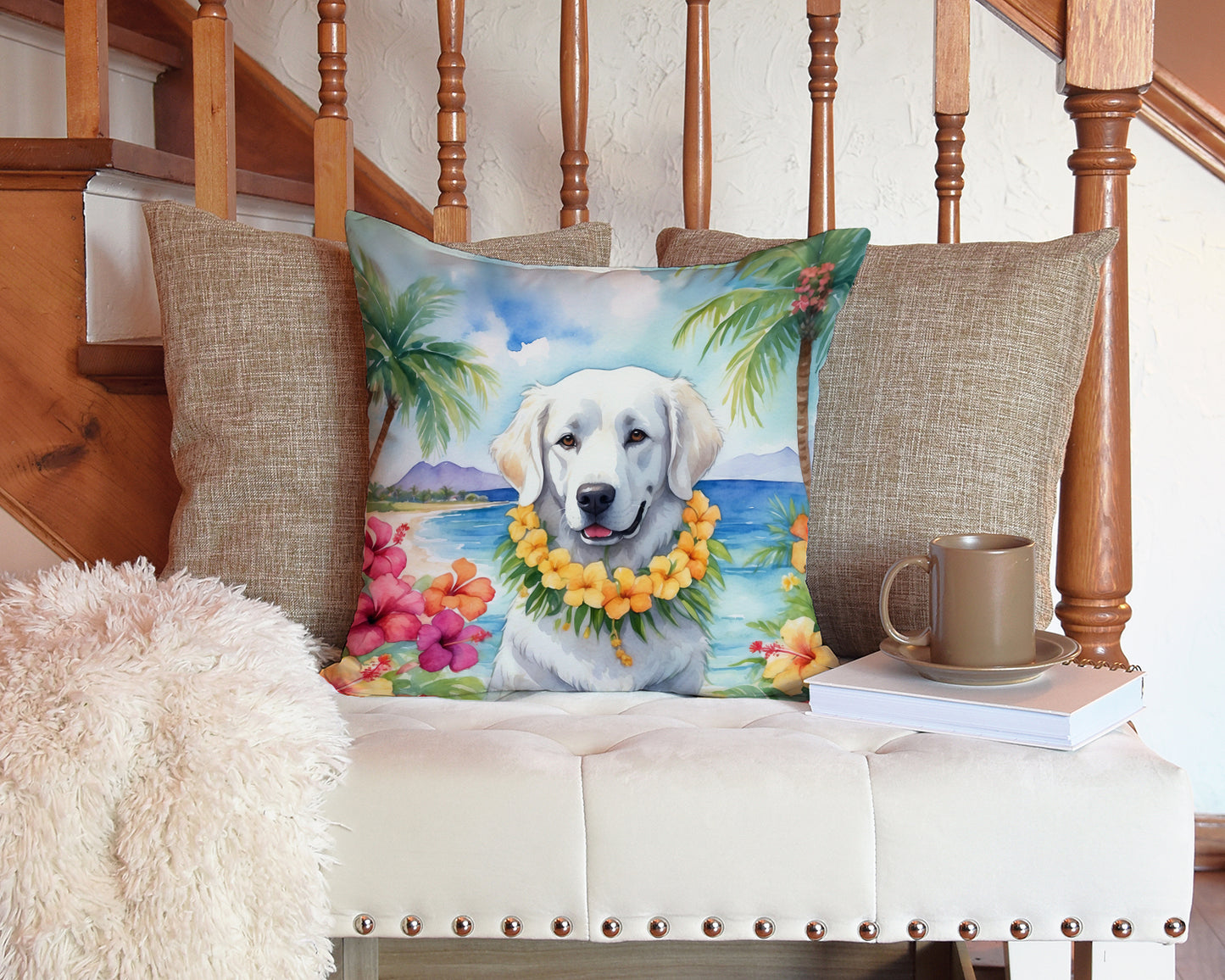 Kuvasz Luau Throw Pillow