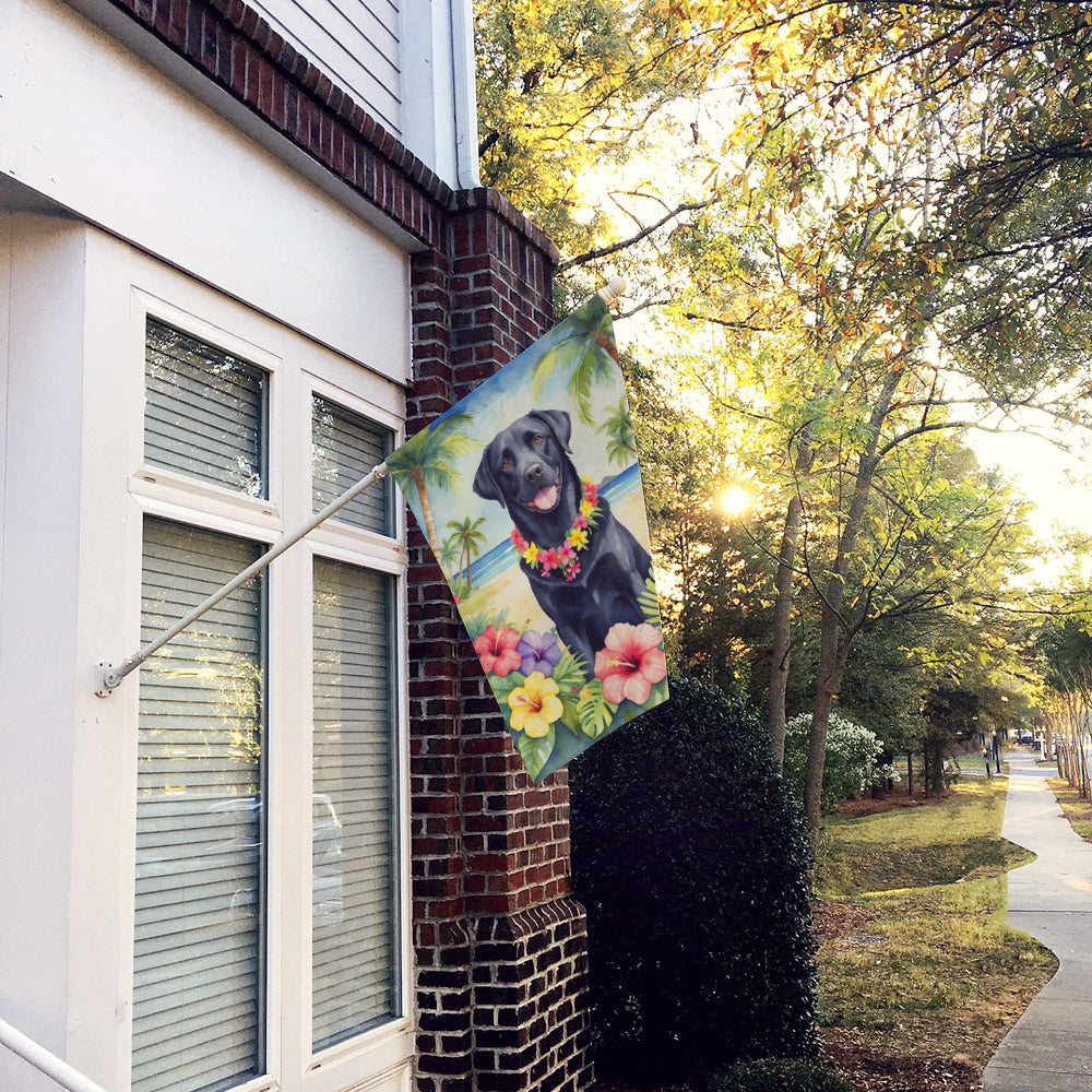 Black Labrador Retriever Luau House Flag