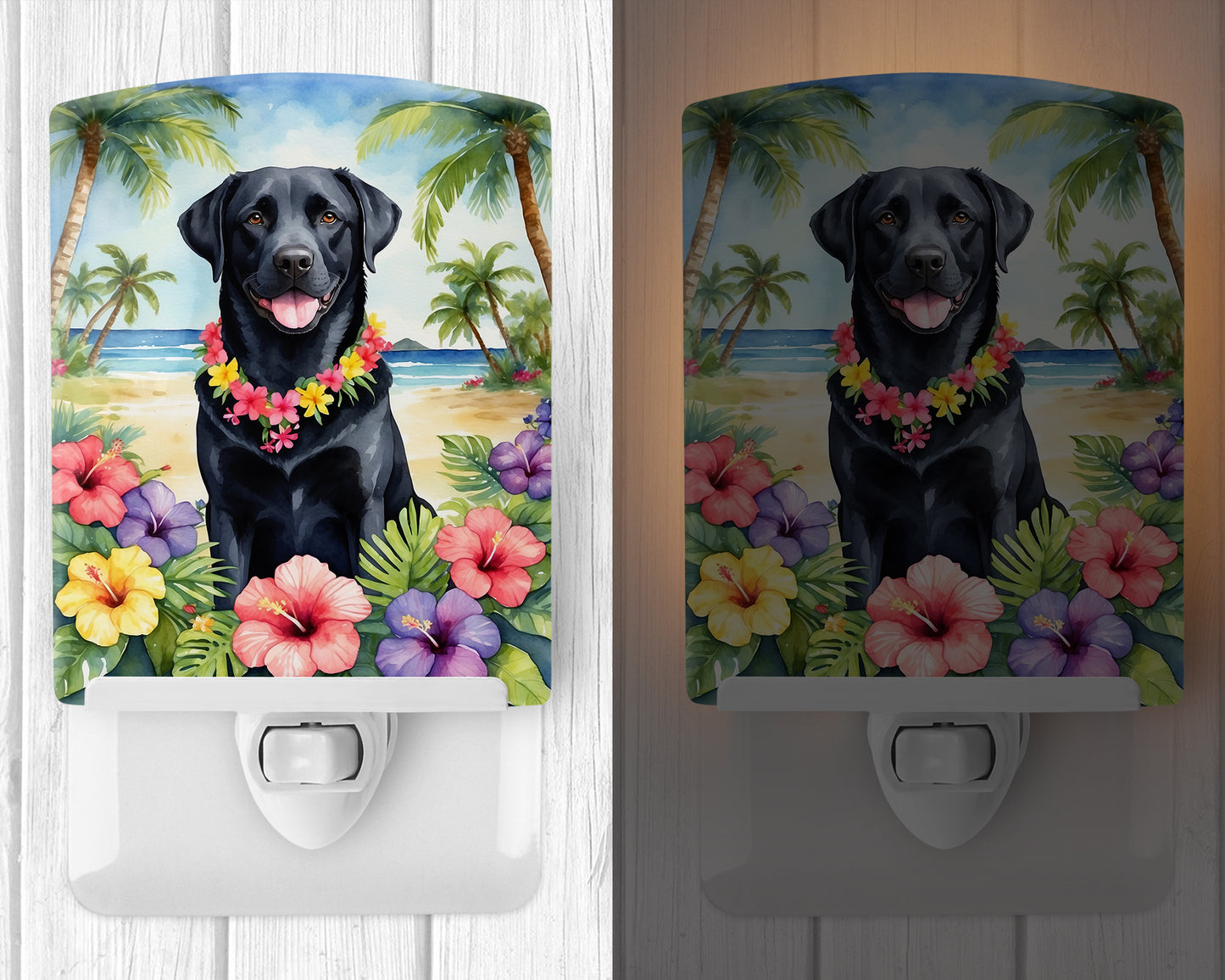 Black Labrador Retriever Luau Ceramic Night Light