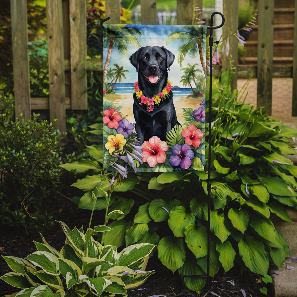 Black Labrador Retriever Luau Garden Flag