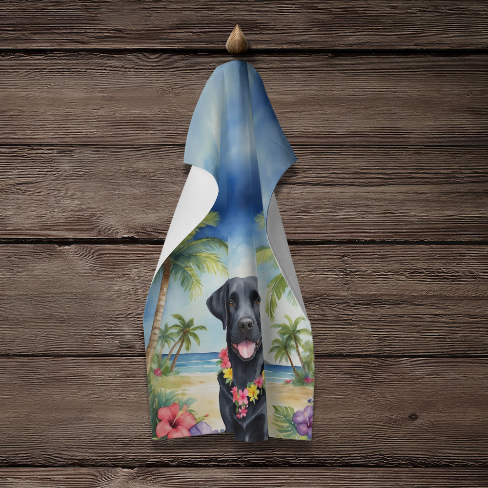 Black Labrador Retriever Luau Kitchen Towel