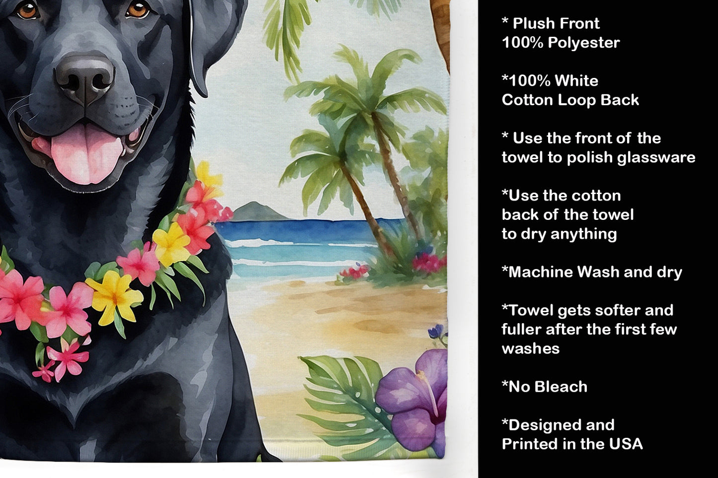 Black Labrador Retriever Luau Kitchen Towel