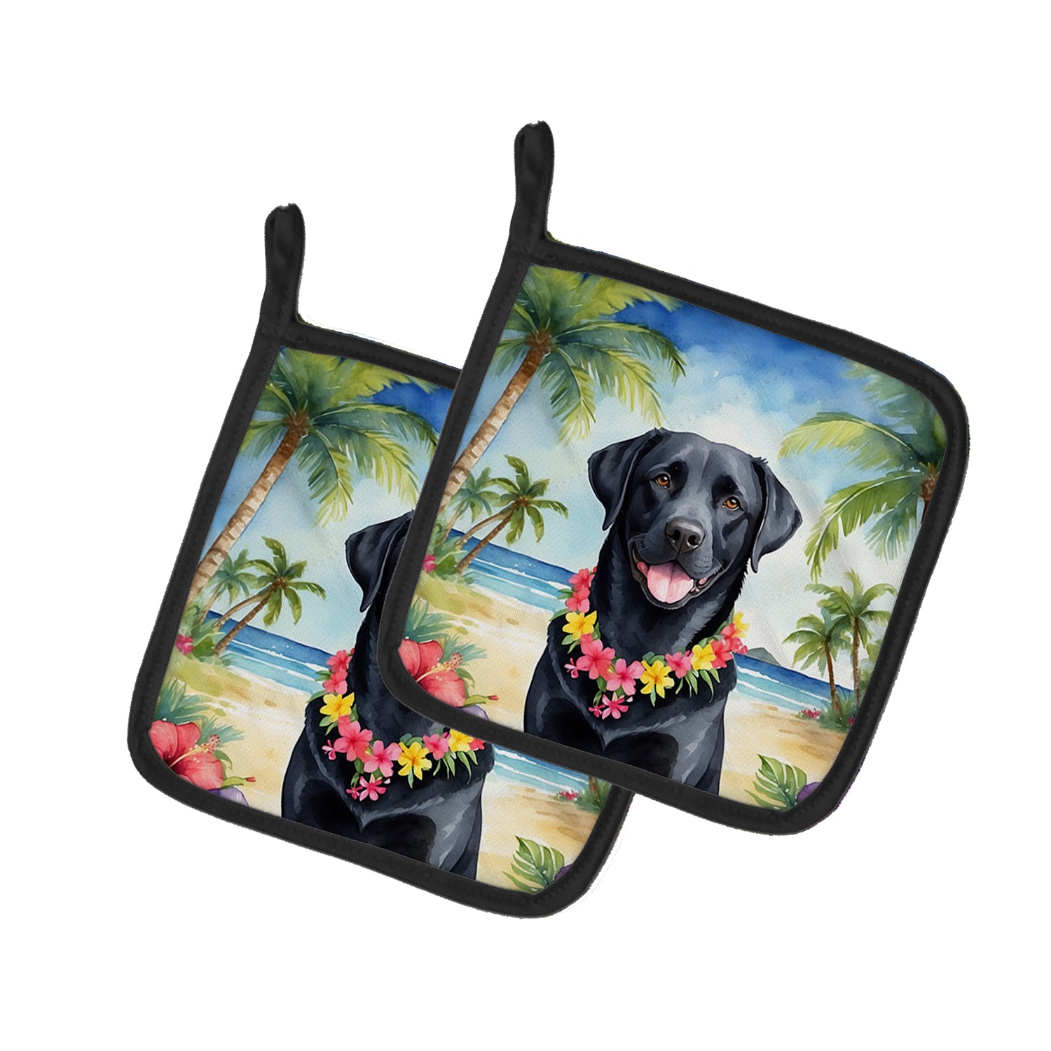 Buy this Black Labrador Retriever Luau Pair of Pot Holders