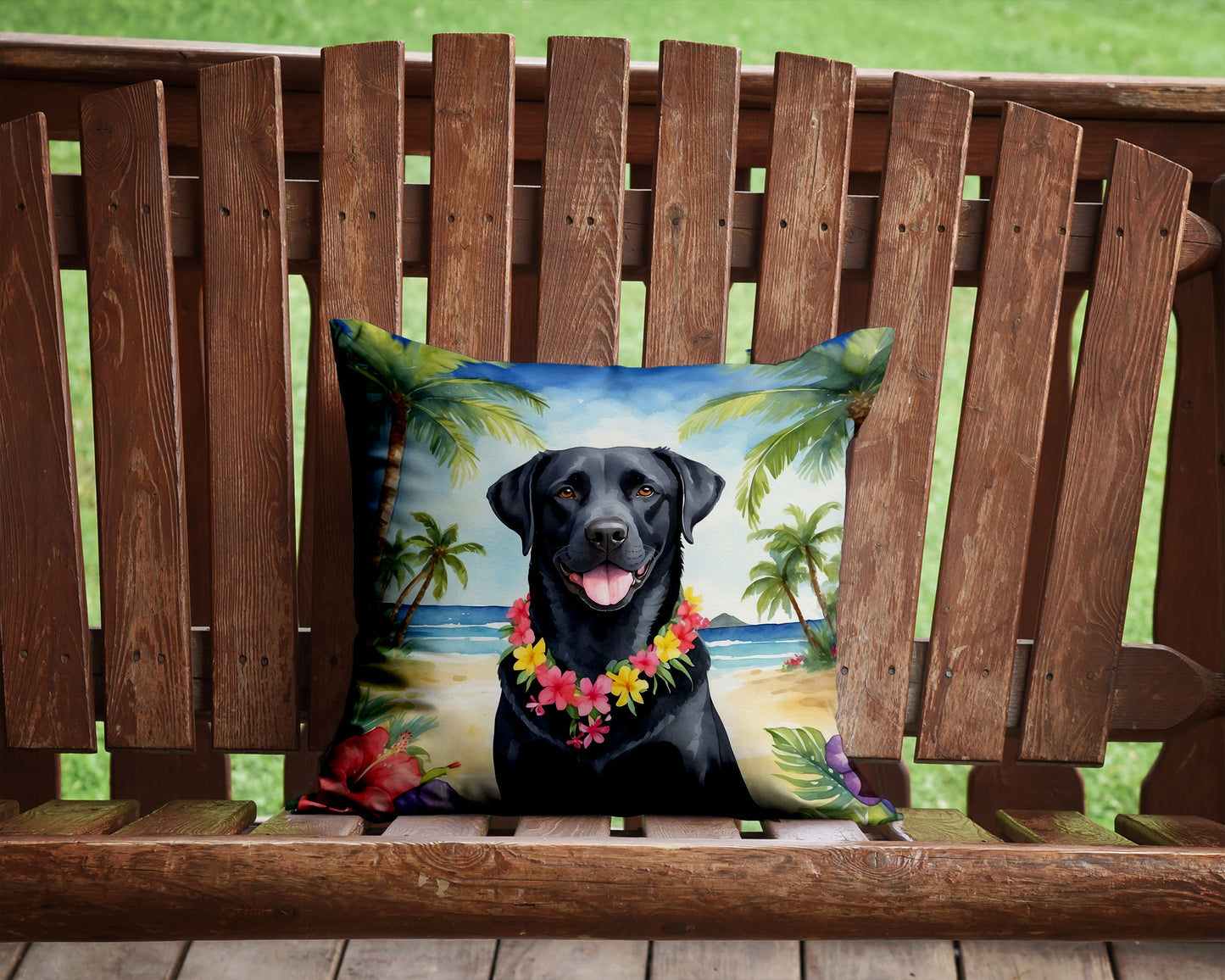 Black Labrador Retriever Luau Throw Pillow