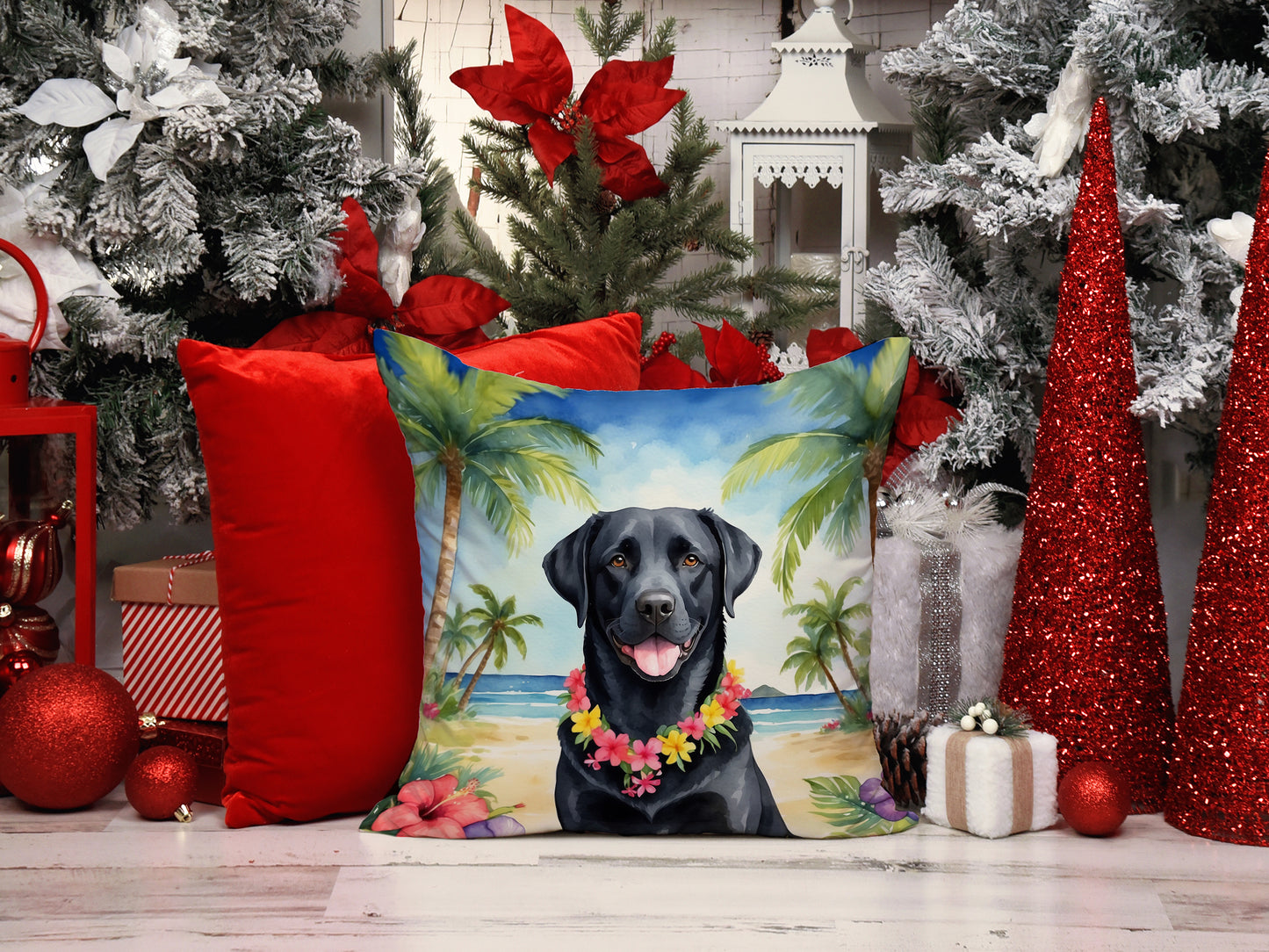 Black Labrador Retriever Luau Throw Pillow