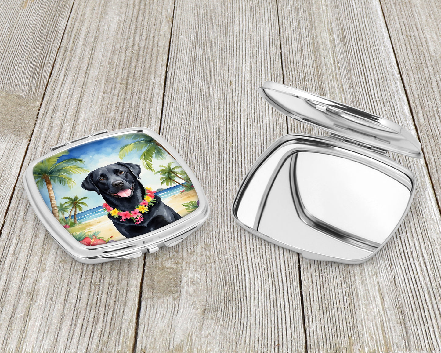 Black Labrador Retriever Luau Compact Mirror