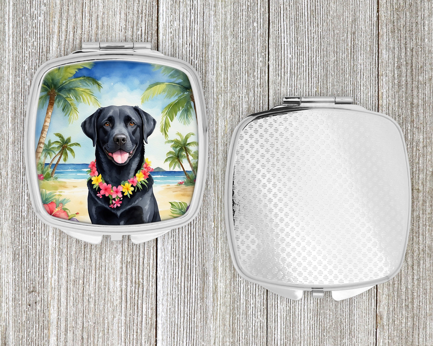 Black Labrador Retriever Luau Compact Mirror