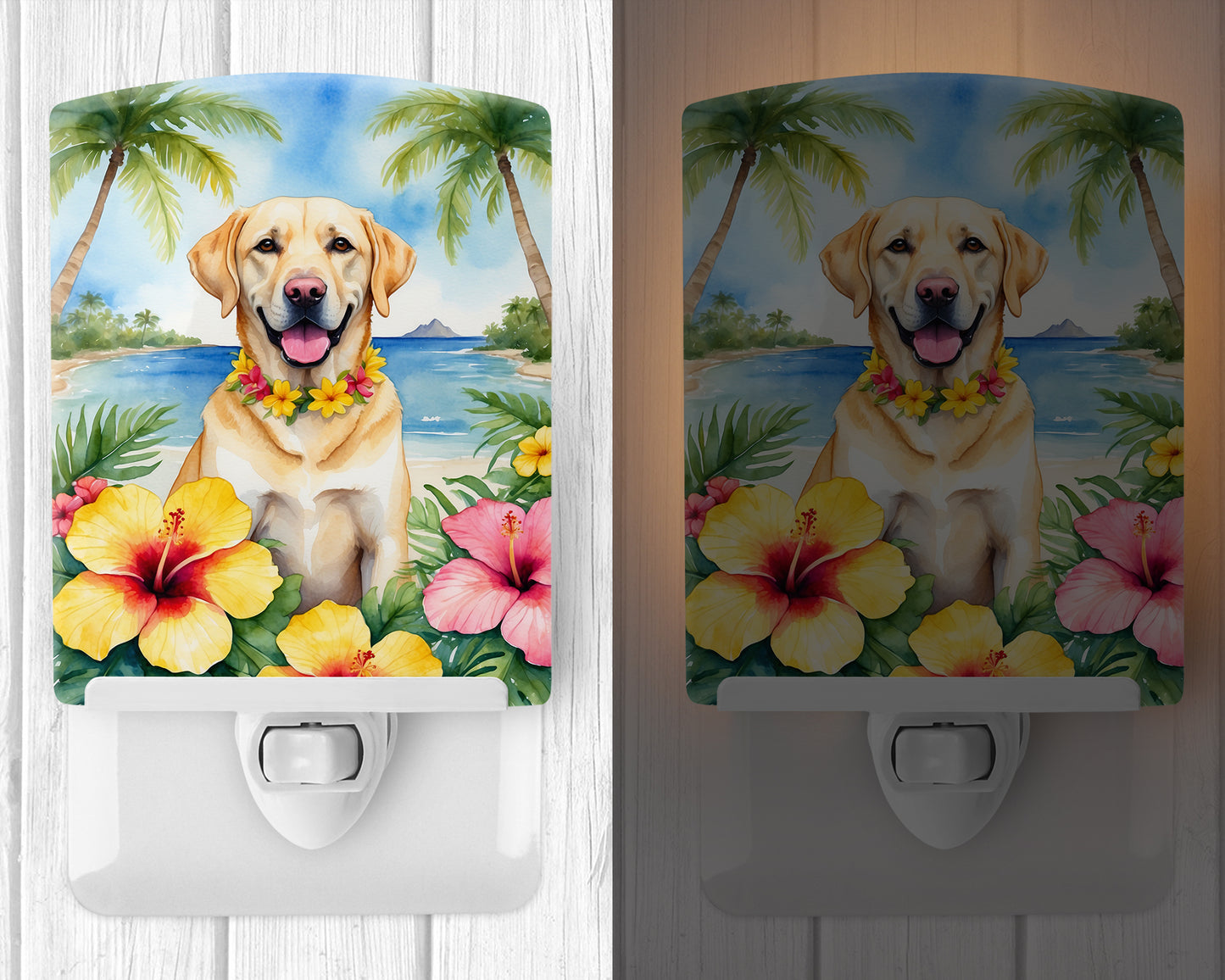 Yellow Labrador Retriever Luau Ceramic Night Light