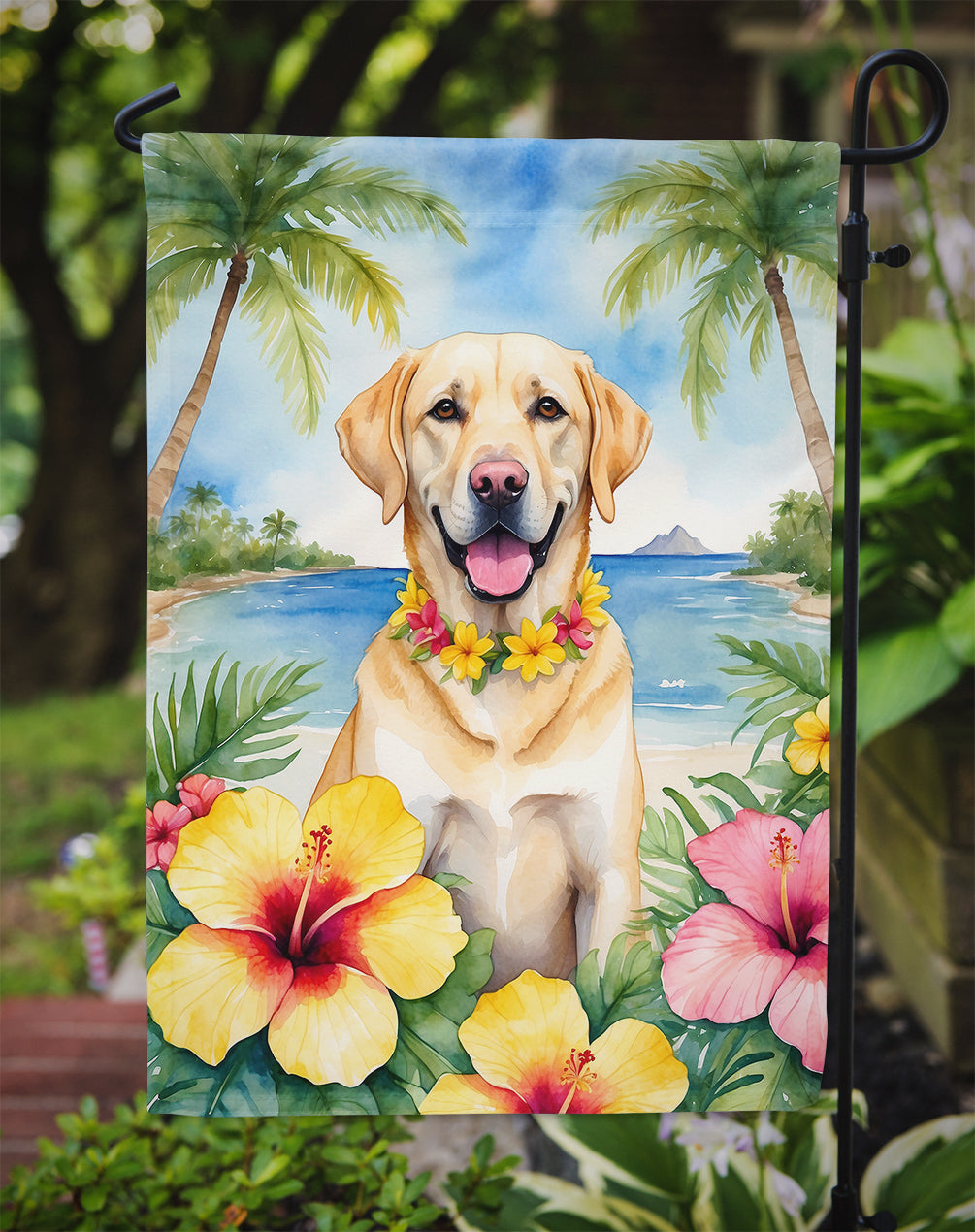 Yellow Labrador Retriever Luau Garden Flag