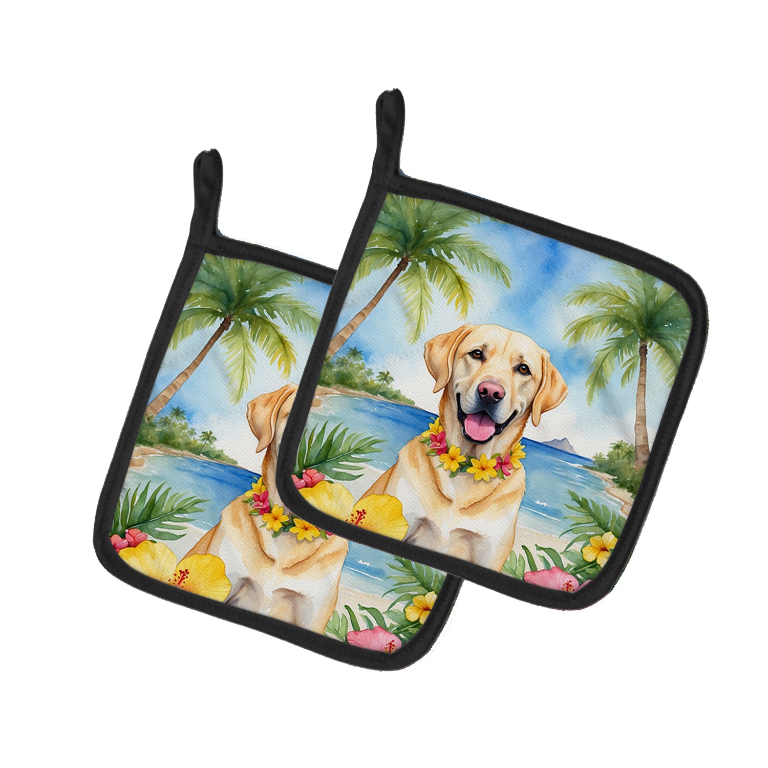 Buy this Yellow Labrador Retriever Luau Pair of Pot Holders