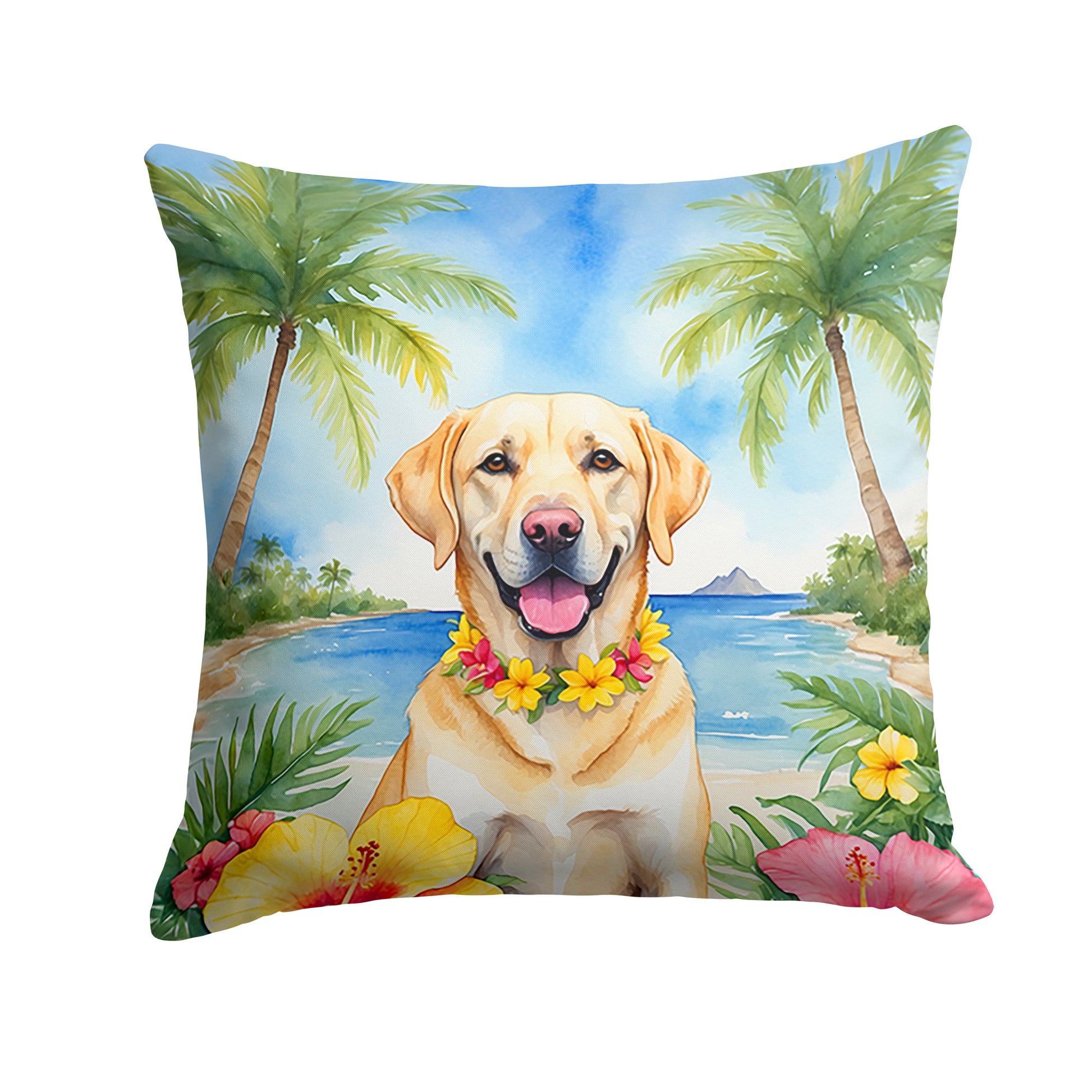 Buy this Yellow Labrador Retriever Luau Throw Pillow