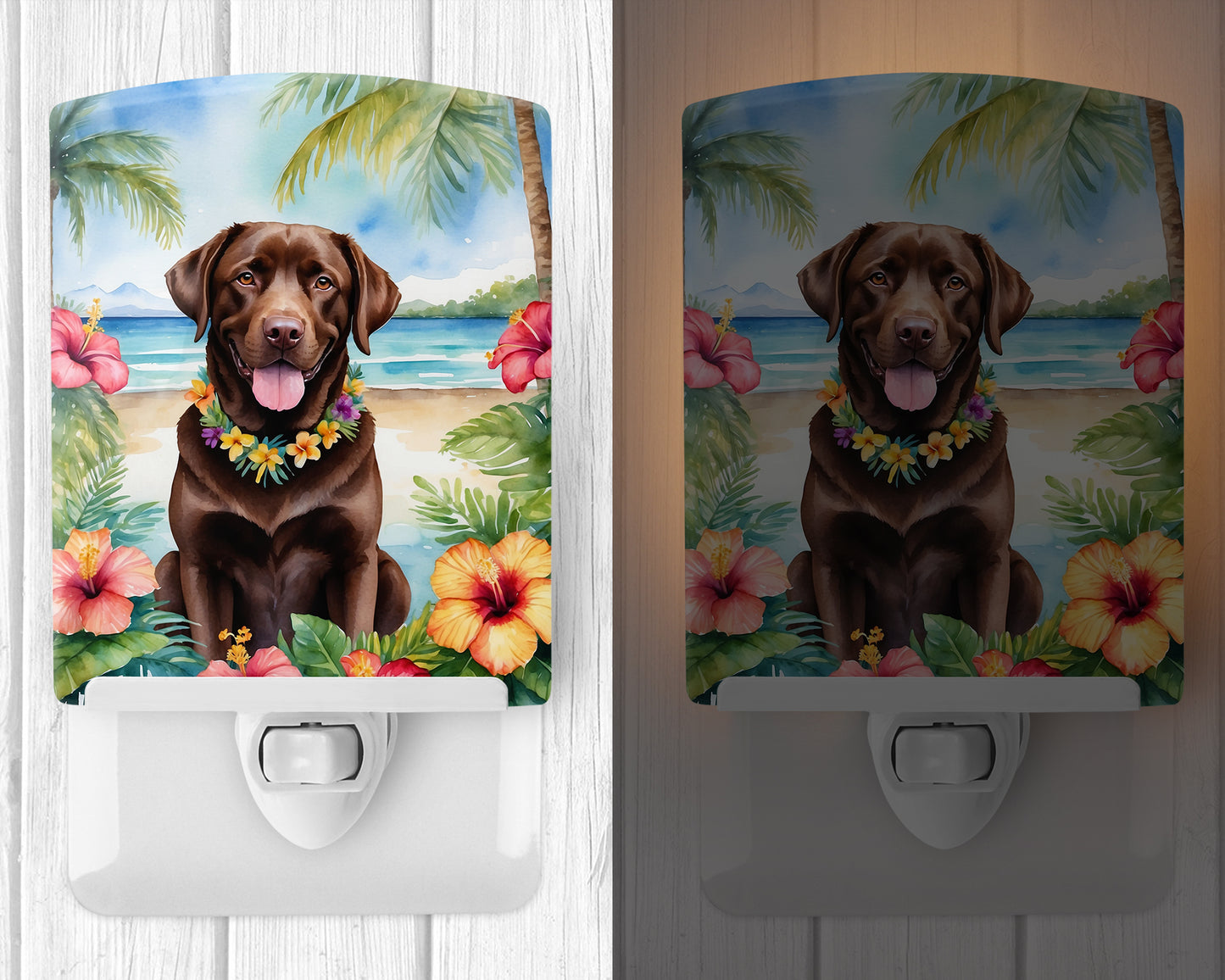 Chocolate Labrador Retriever Luau Ceramic Night Light