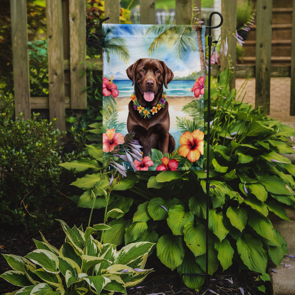 Chocolate Labrador Retriever Luau Garden Flag