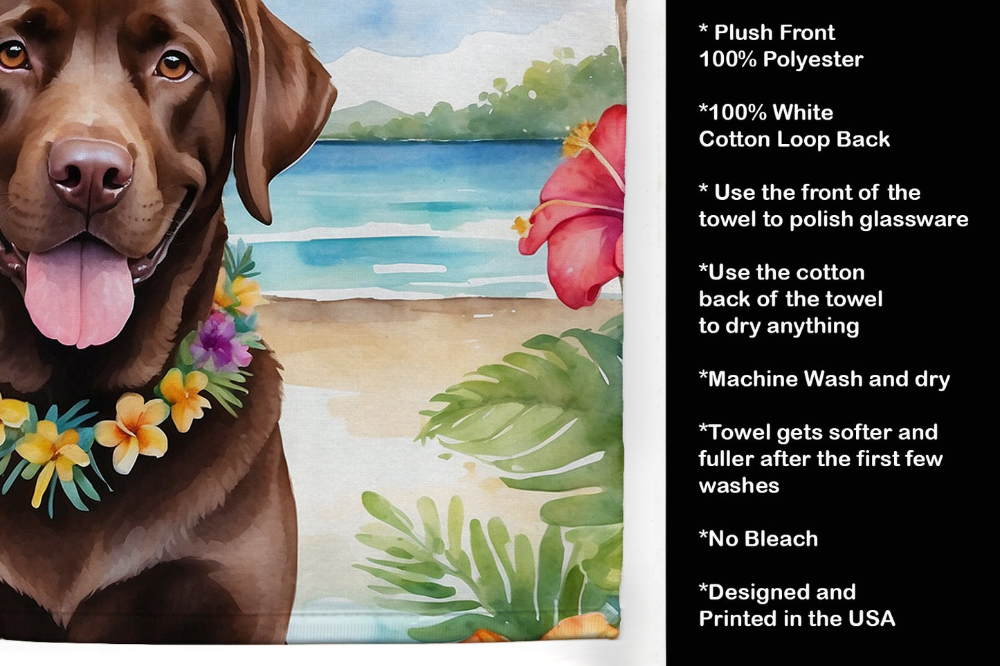 Chocolate Labrador Retriever Luau Kitchen Towel