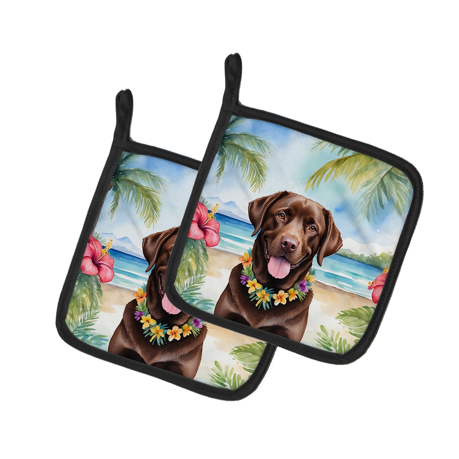 Buy this Chocolate Labrador Retriever Luau Pair of Pot Holders