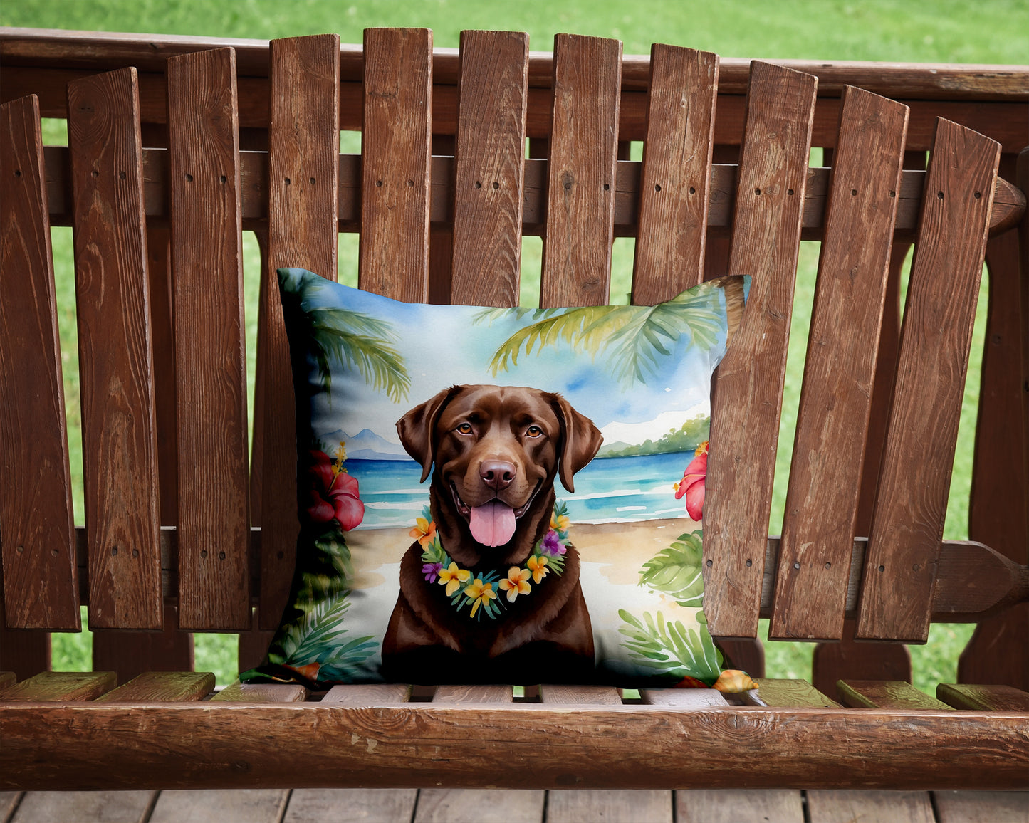 Chocolate Labrador Retriever Luau Throw Pillow