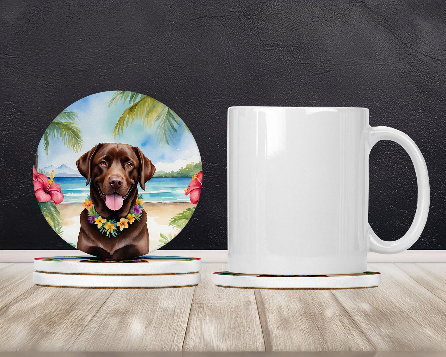 Chocolate Labrador Retriever Luau Large Sandstone Coasters Pack of 4