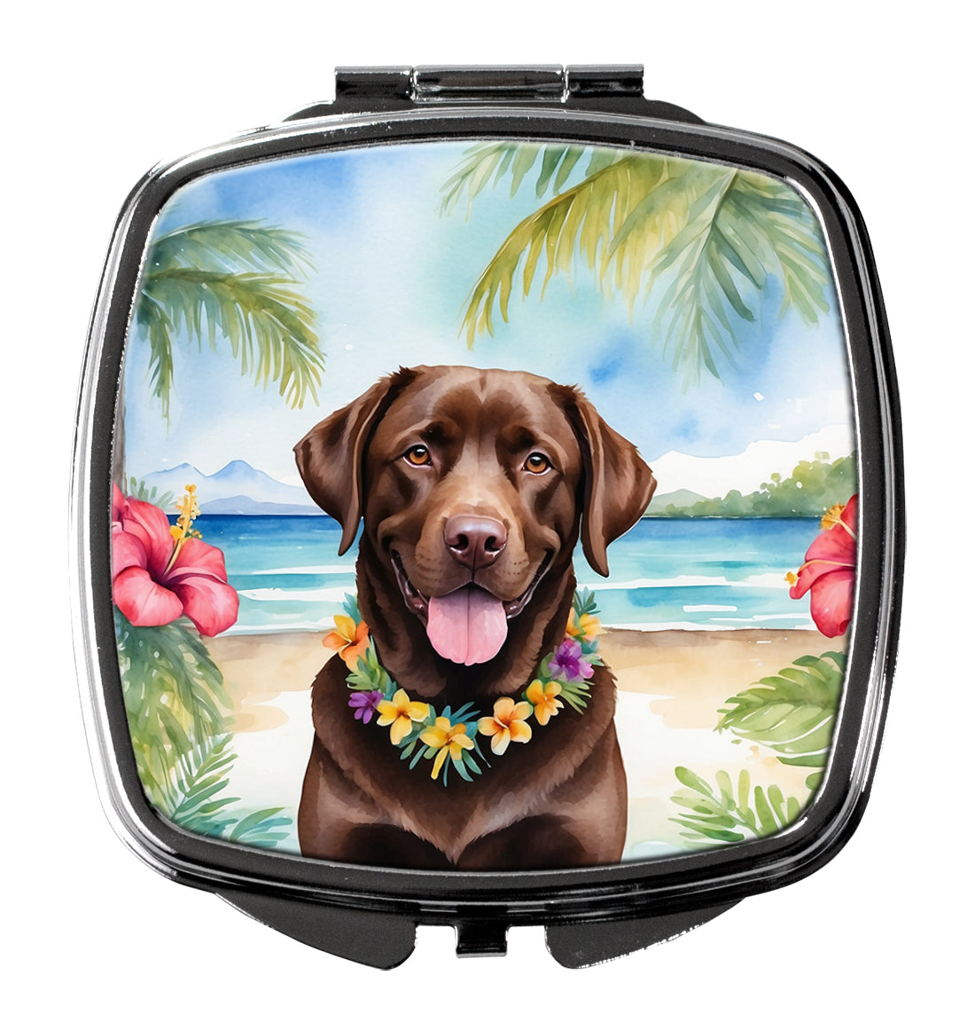 Buy this Chocolate Labrador Retriever Luau Compact Mirror