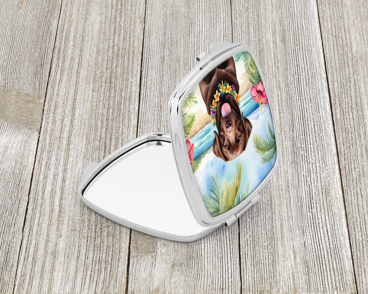 Chocolate Labrador Retriever Luau Compact Mirror