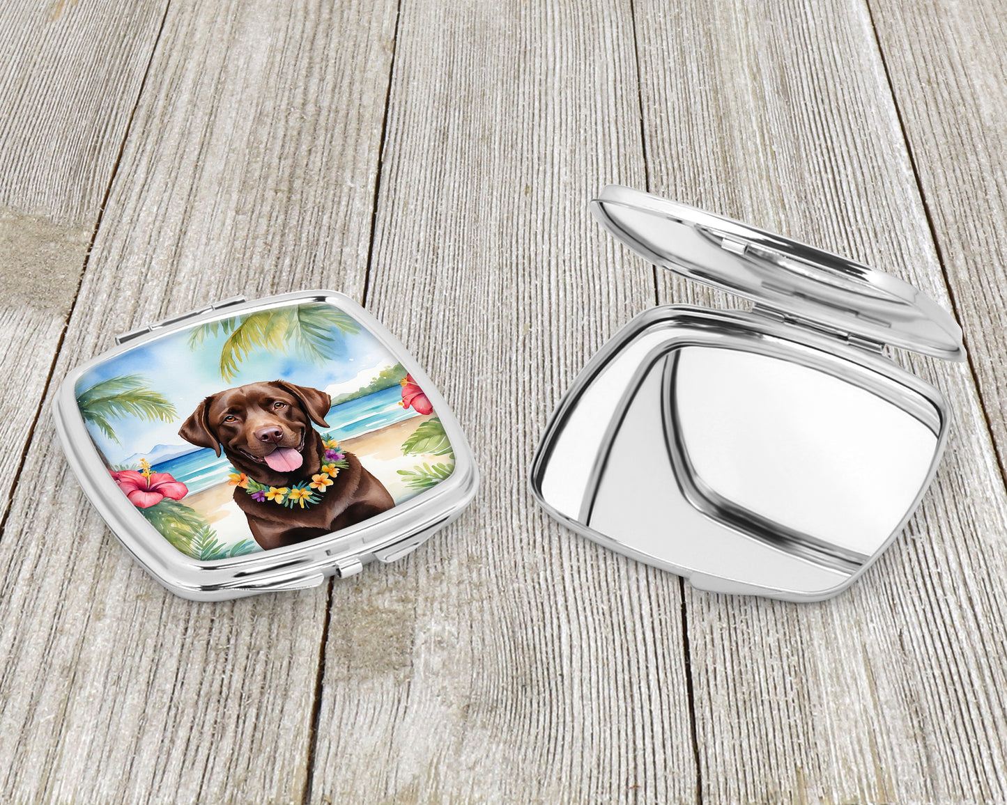 Chocolate Labrador Retriever Luau Compact Mirror