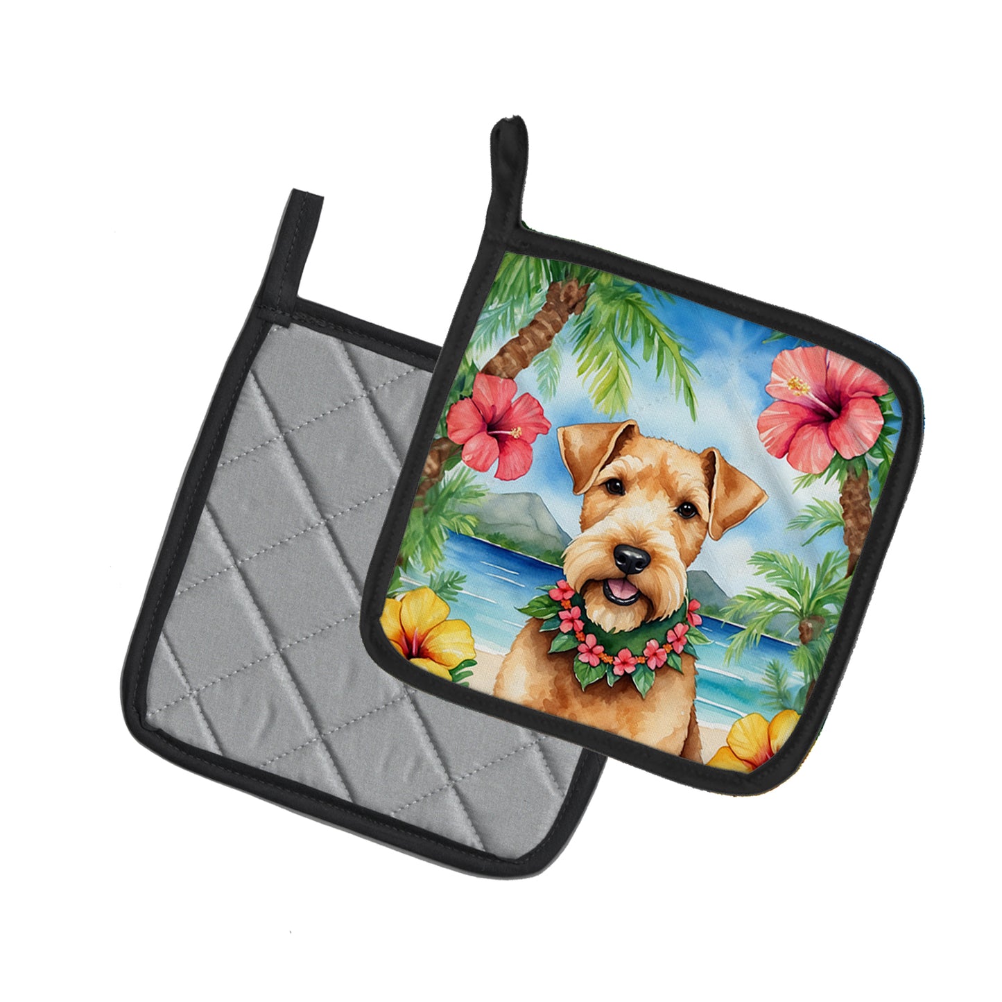 Lakeland Terrier Luau Pair of Pot Holders