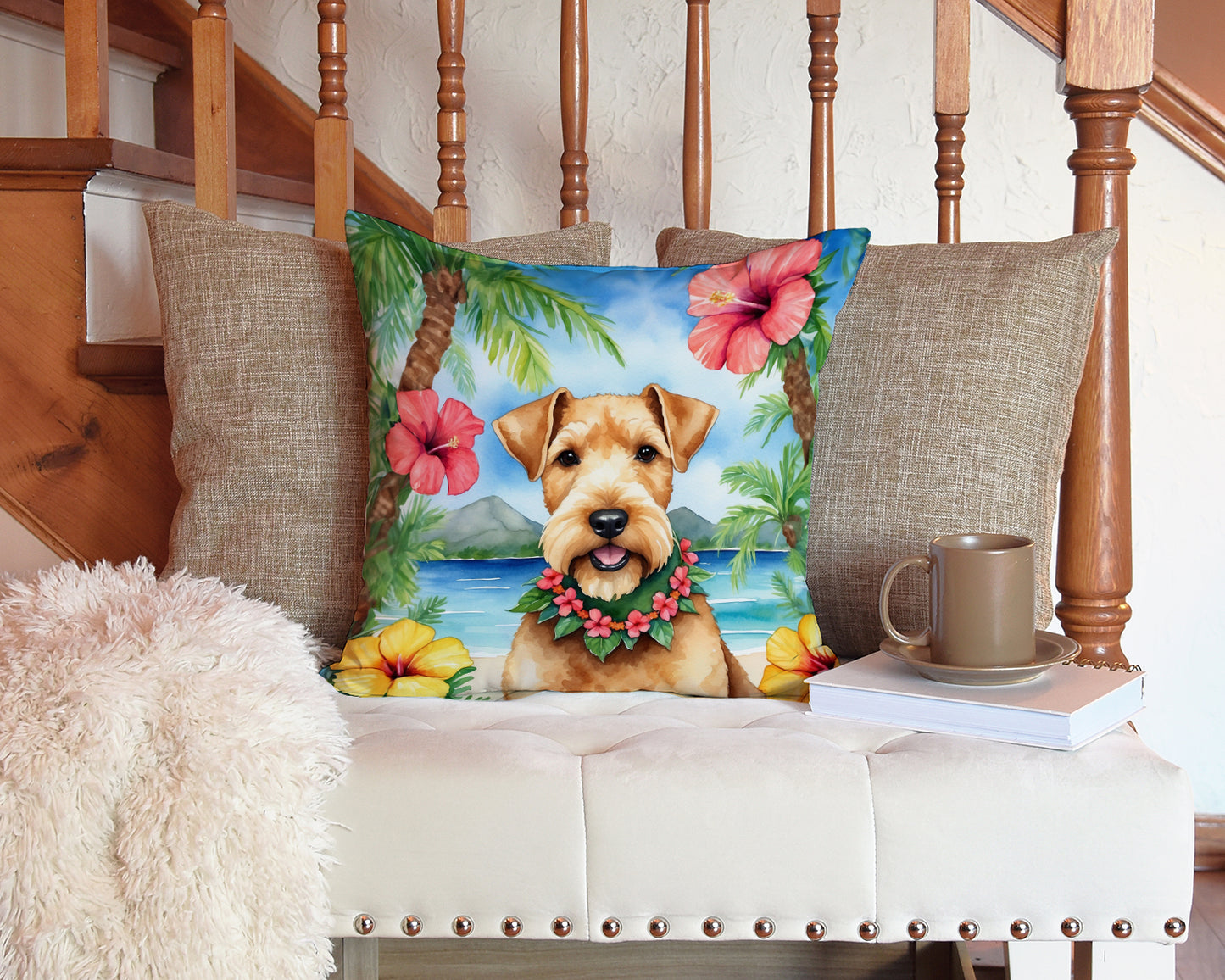 Lakeland Terrier Luau Throw Pillow