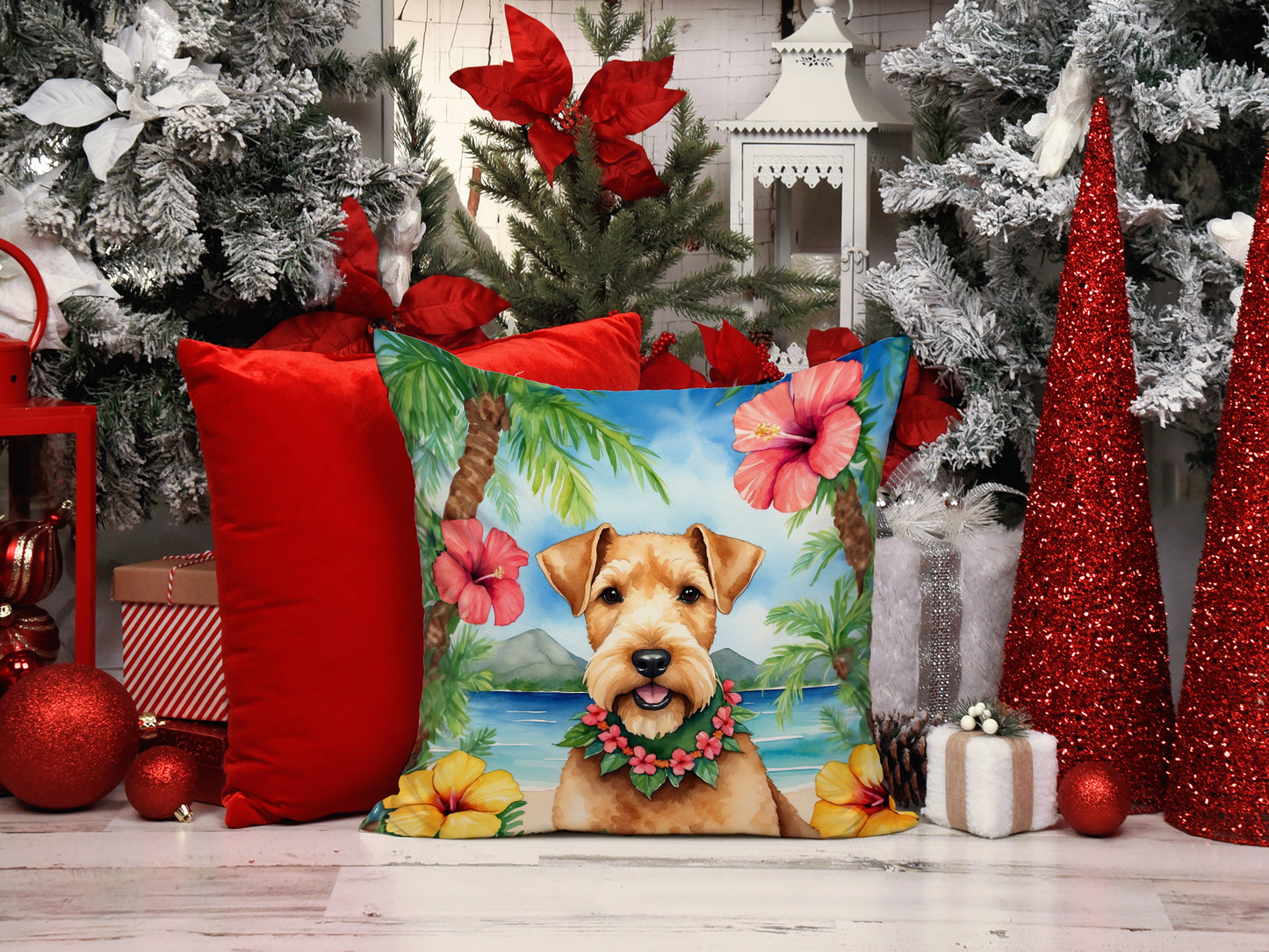 Lakeland Terrier Luau Throw Pillow