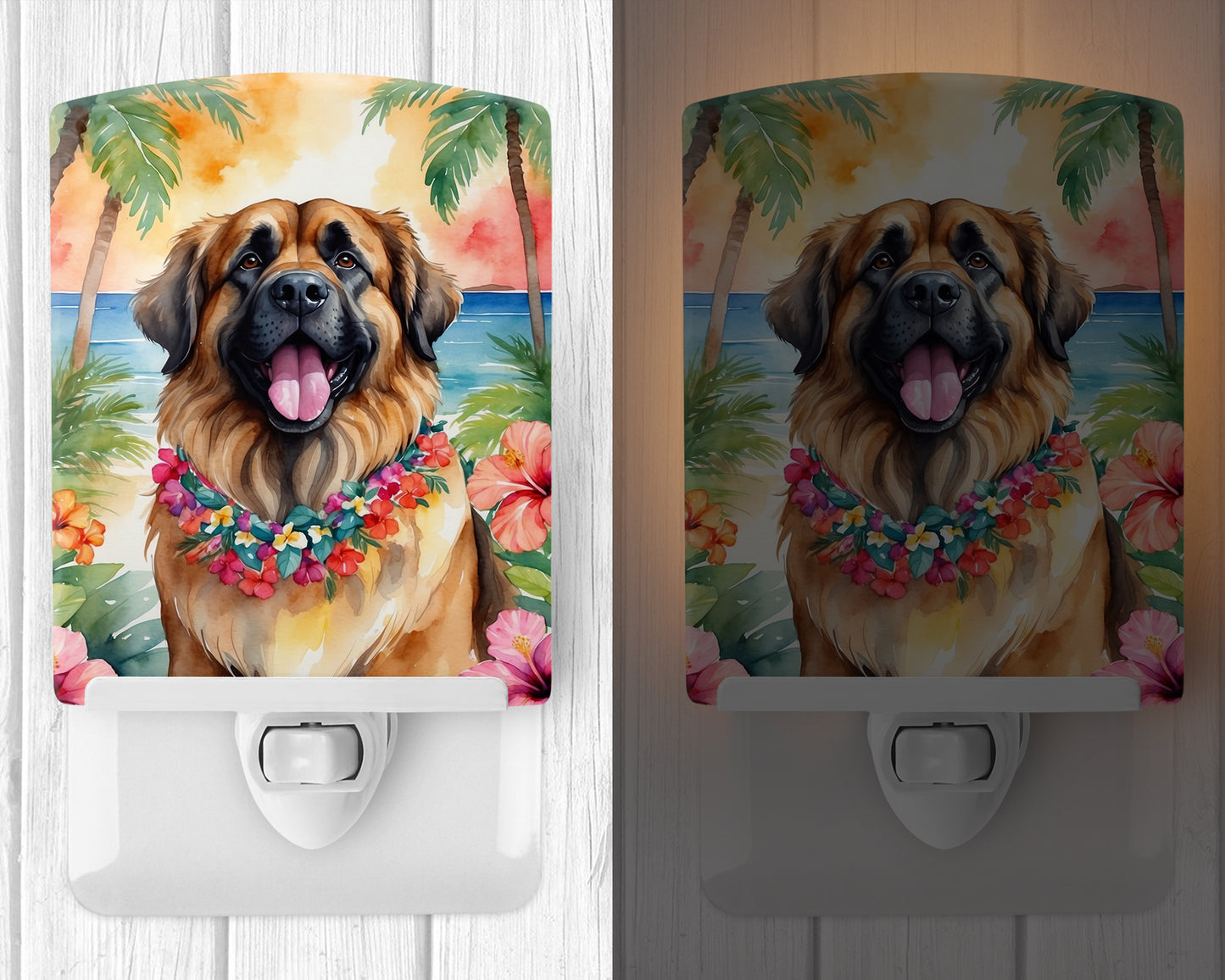 Leonberger Luau Ceramic Night Light