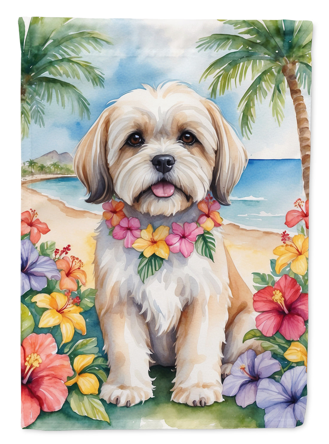 Buy this Lhasa Apso Luau House Flag