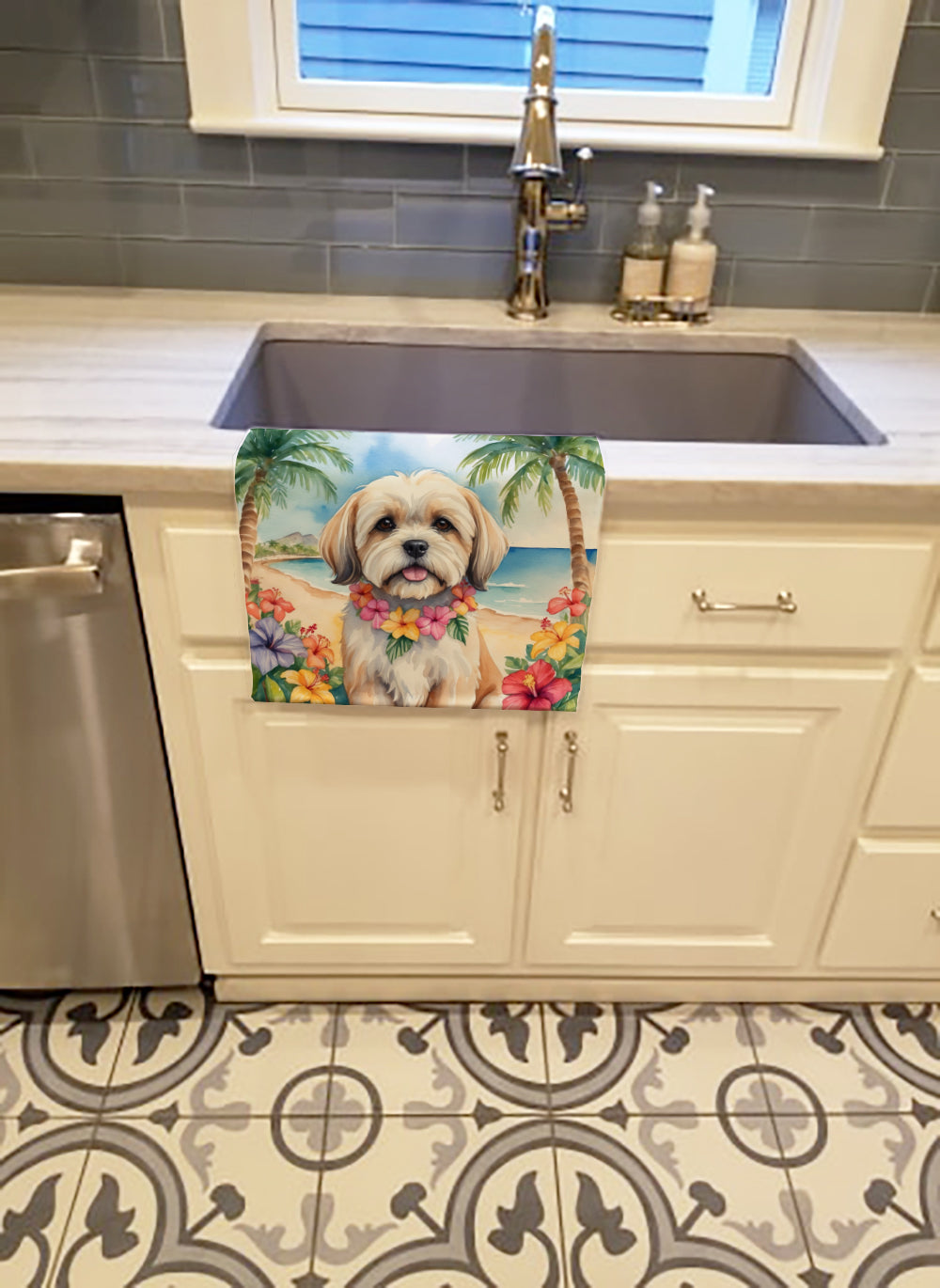 Lhasa Apso Luau Kitchen Towel