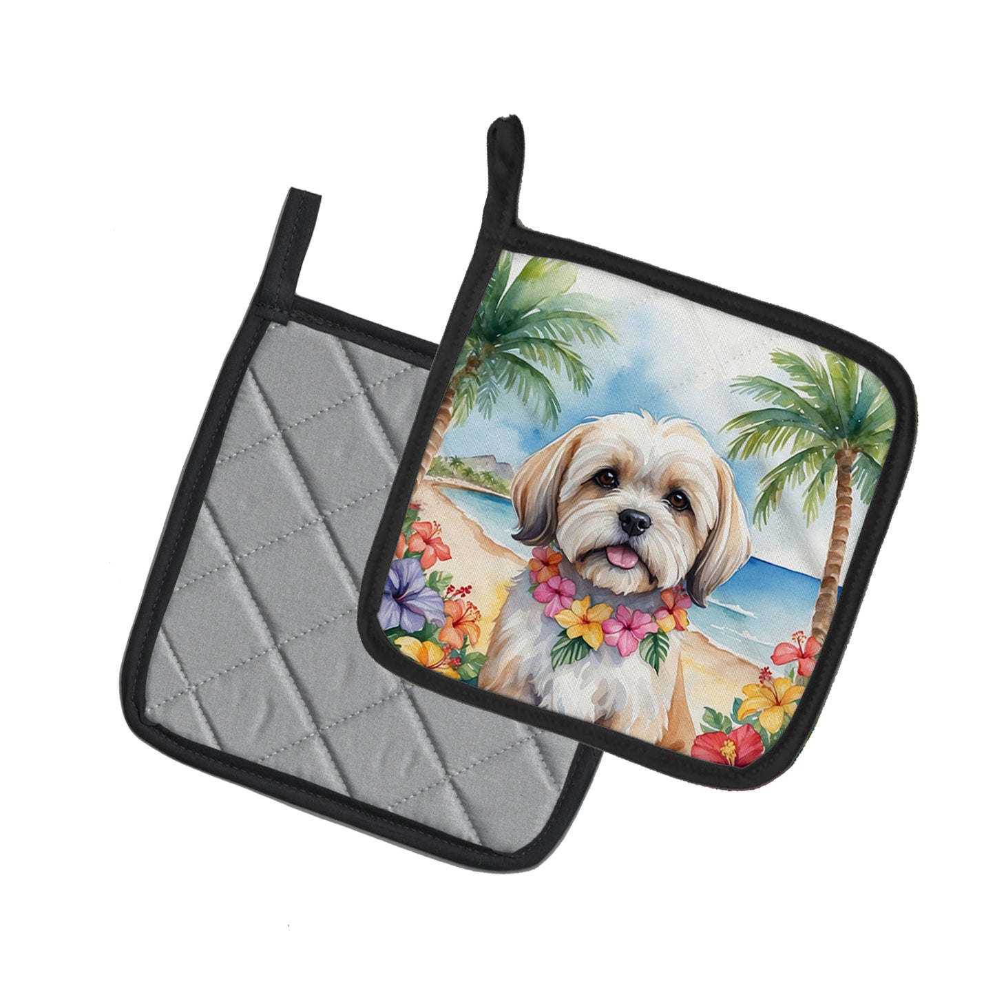 Lhasa Apso Luau Pair of Pot Holders