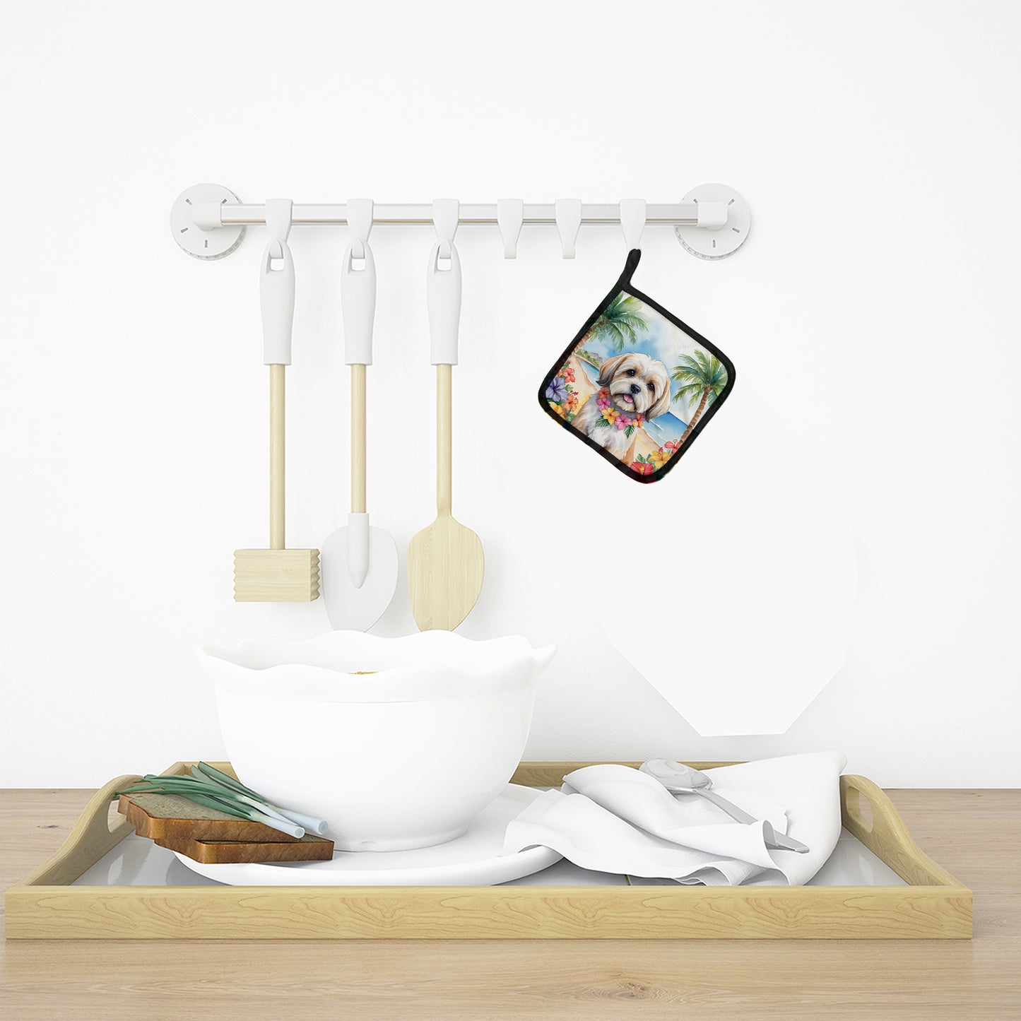 Lhasa Apso Luau Pair of Pot Holders