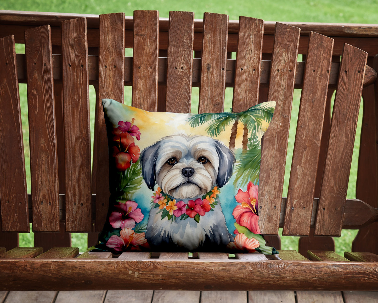 Lhasa Apso Luau Throw Pillow