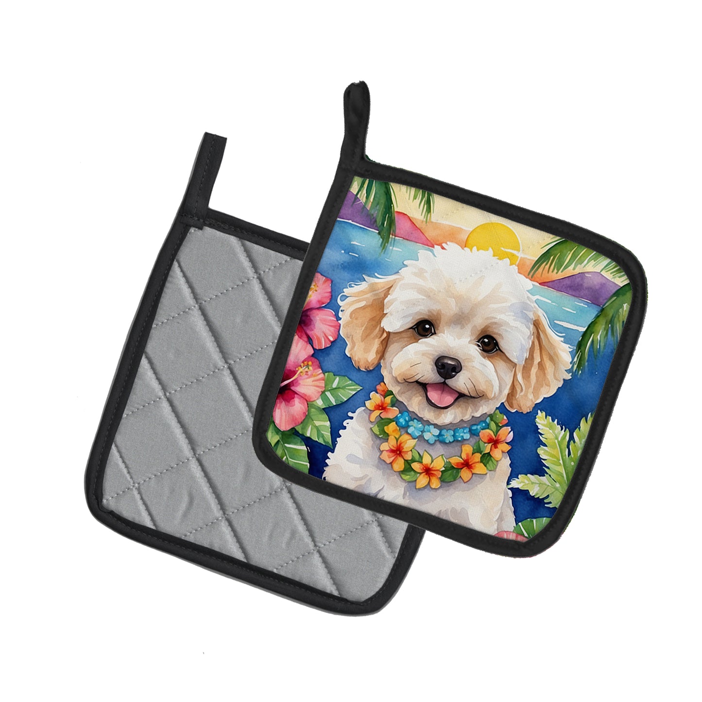 Maltipoo Luau Pair of Pot Holders