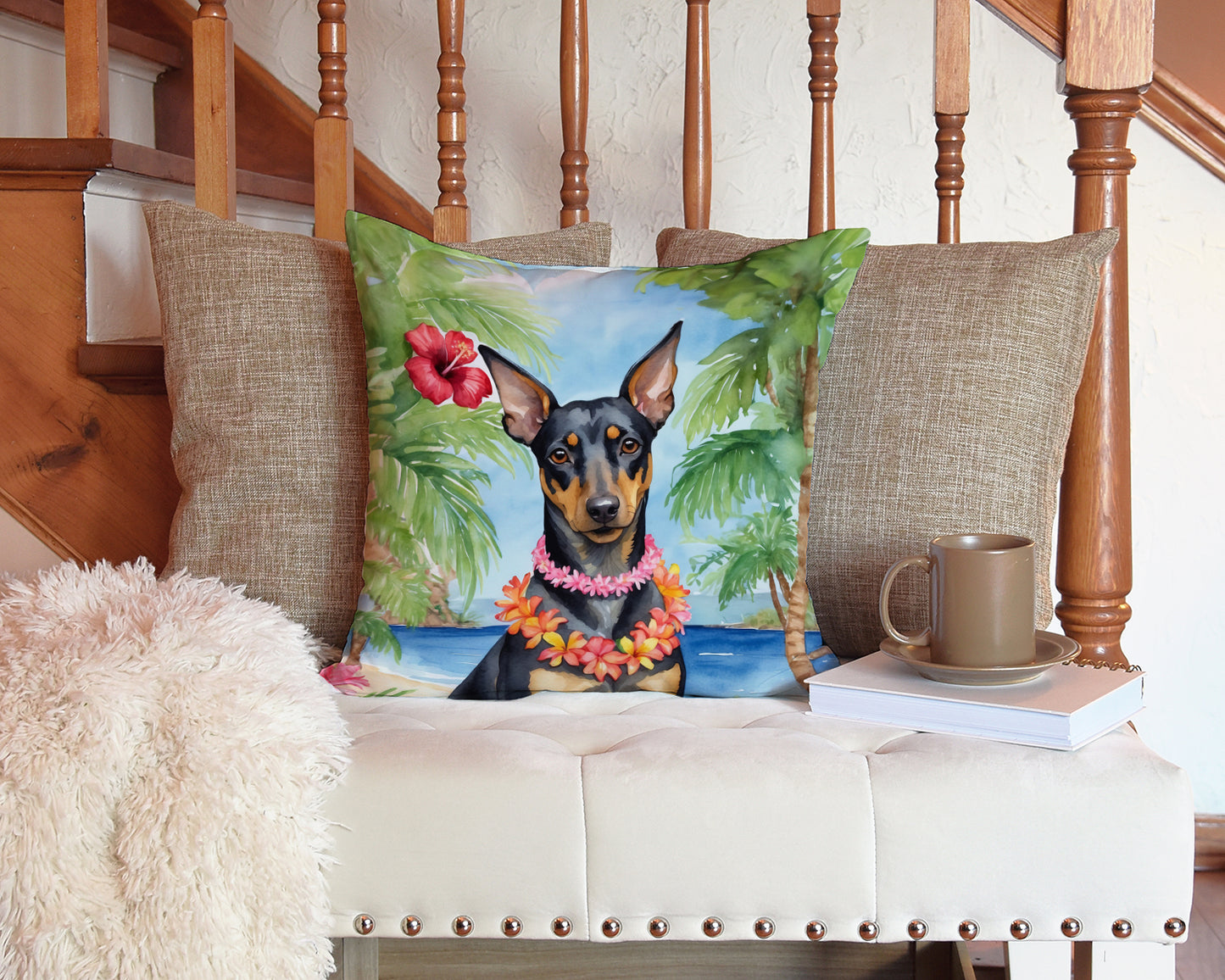 Manchester Terrier Luau Throw Pillow