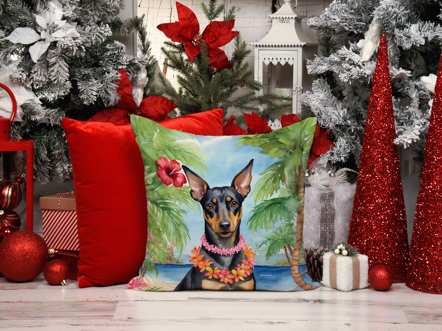 Manchester Terrier Luau Throw Pillow