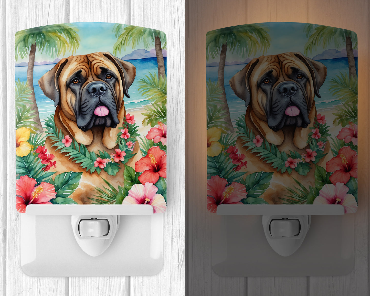 Mastiff Luau Ceramic Night Light